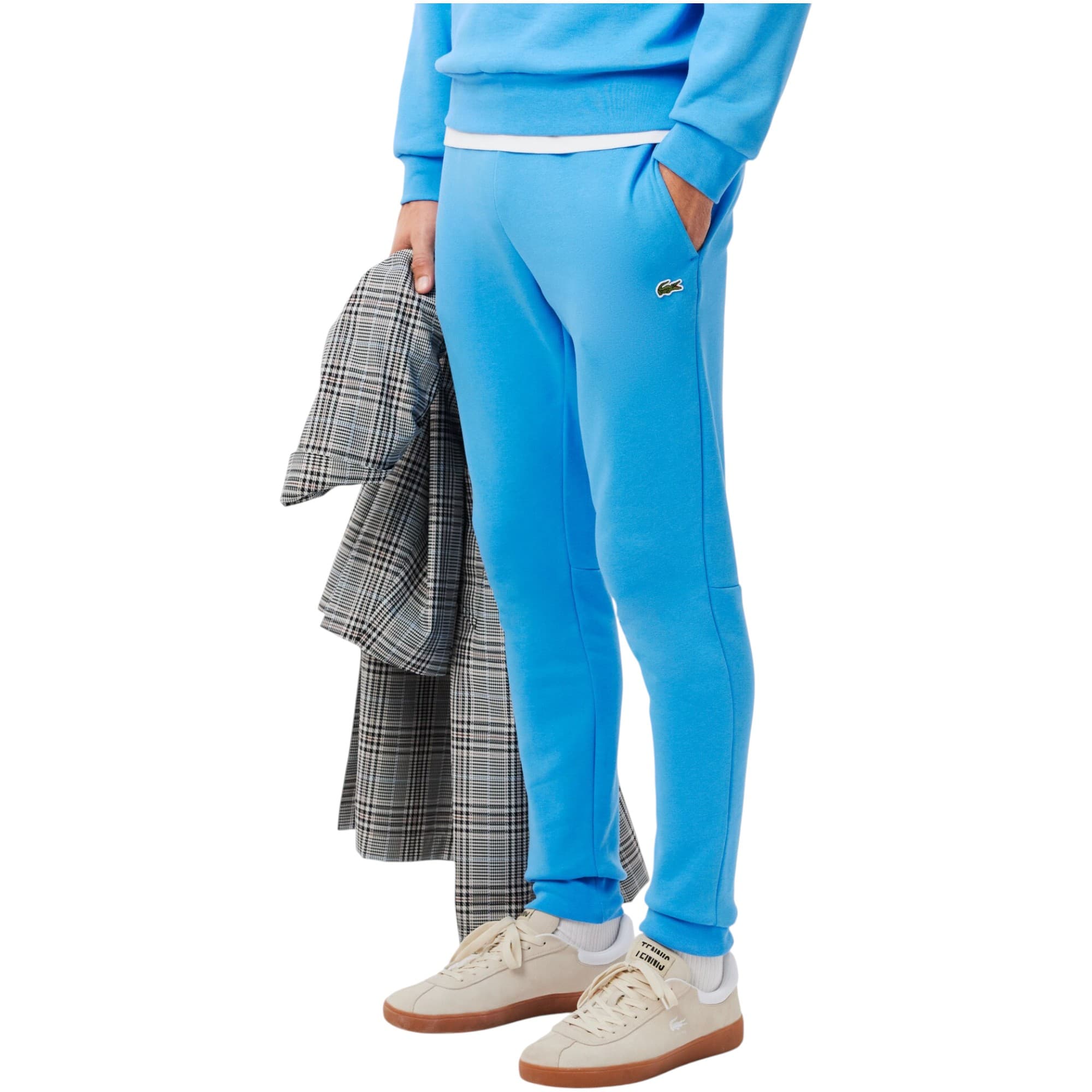 Lacoste XH9624 mens joggers in sky blue, front view