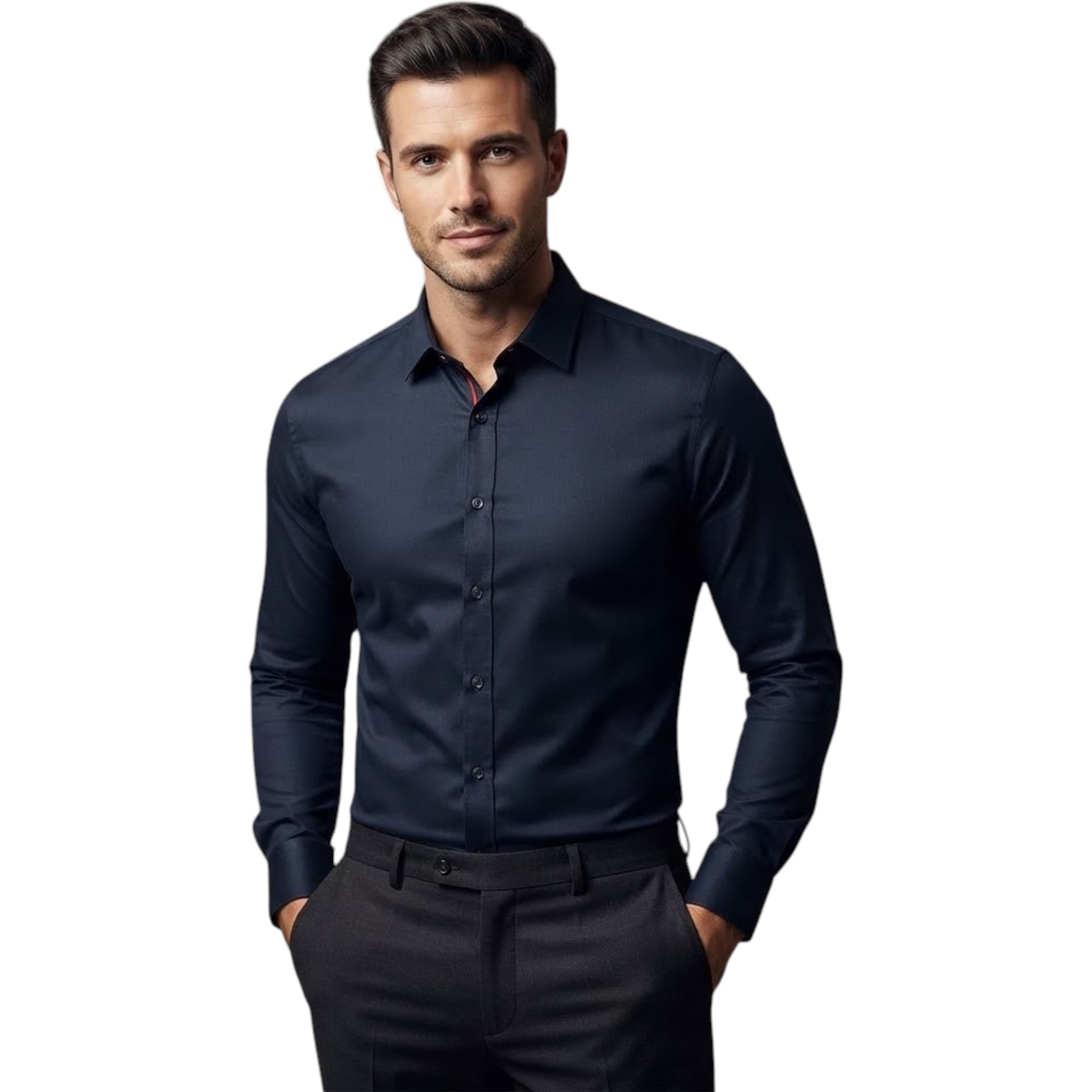 Levi's men's black long sleeve shirt, slim fit, front view