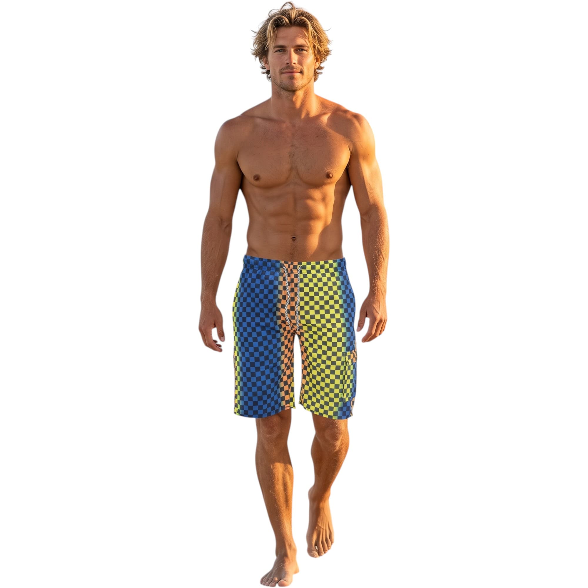 Bottom Up men's multicolour cargo swim shorts front view