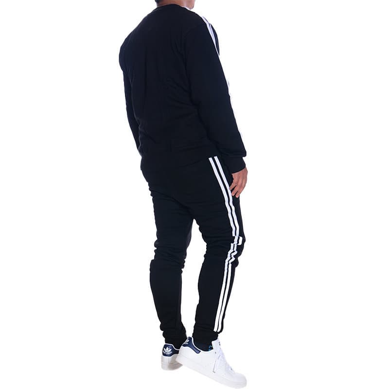 MO7 black cotton mens full tracksuit set front view