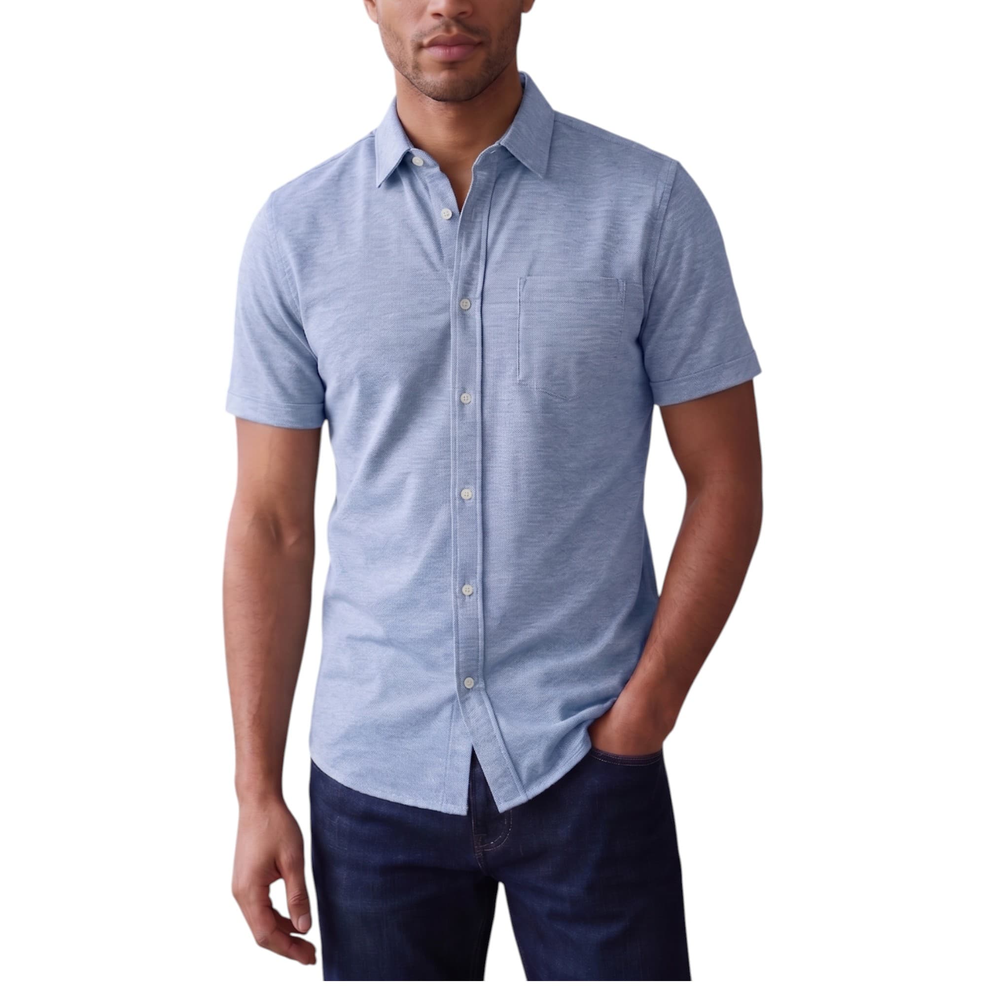 Philip Lilibet men's heather blue Oxford shirt front view