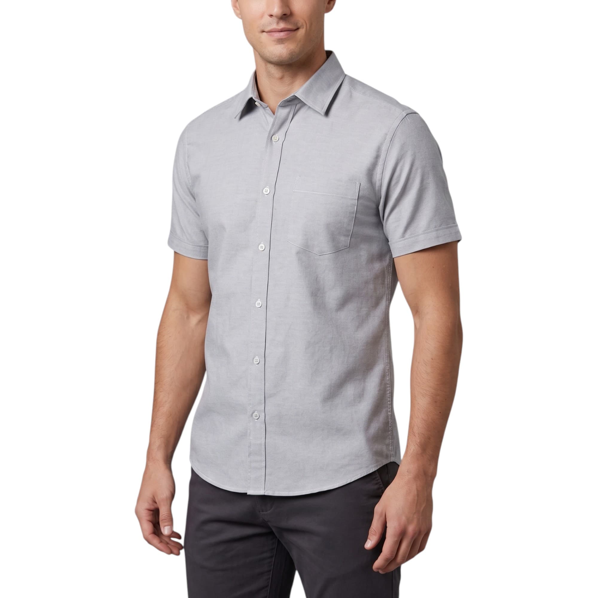 Philip Lilibet light grey men's oxford shirt front view