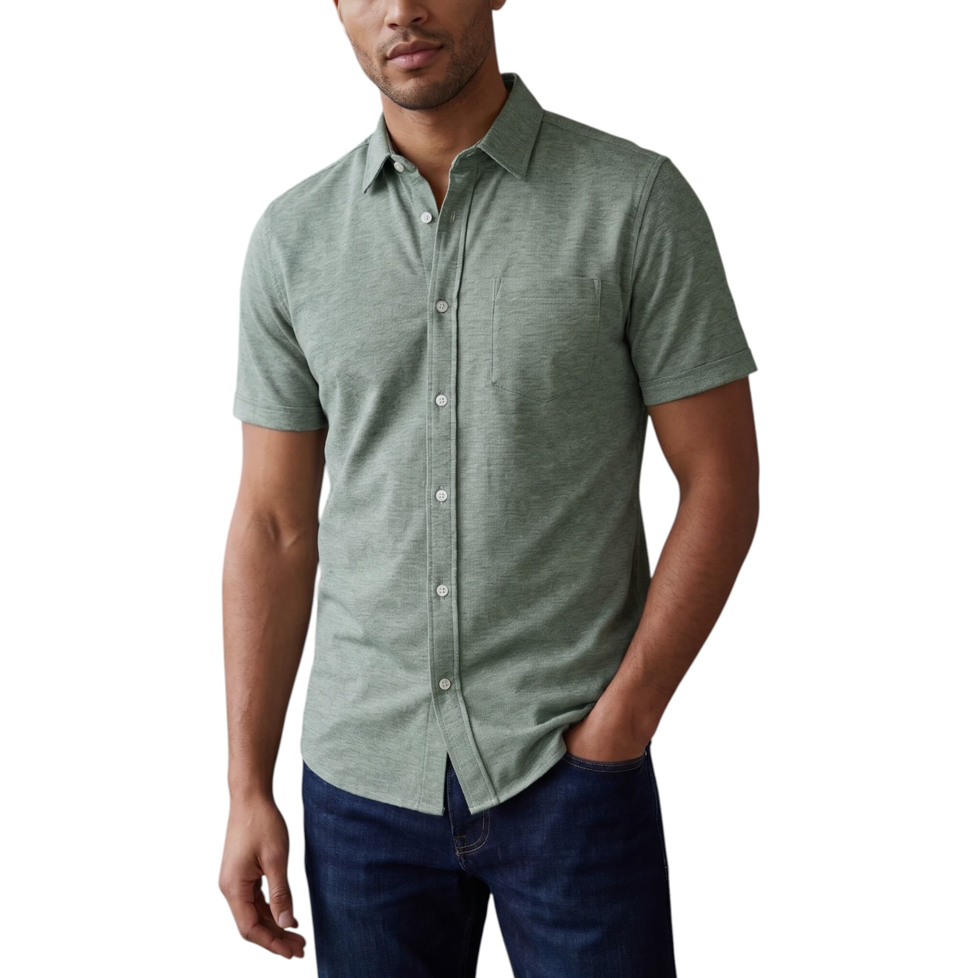 Philip Lilibet men's sage green cotton Oxford shirt front view