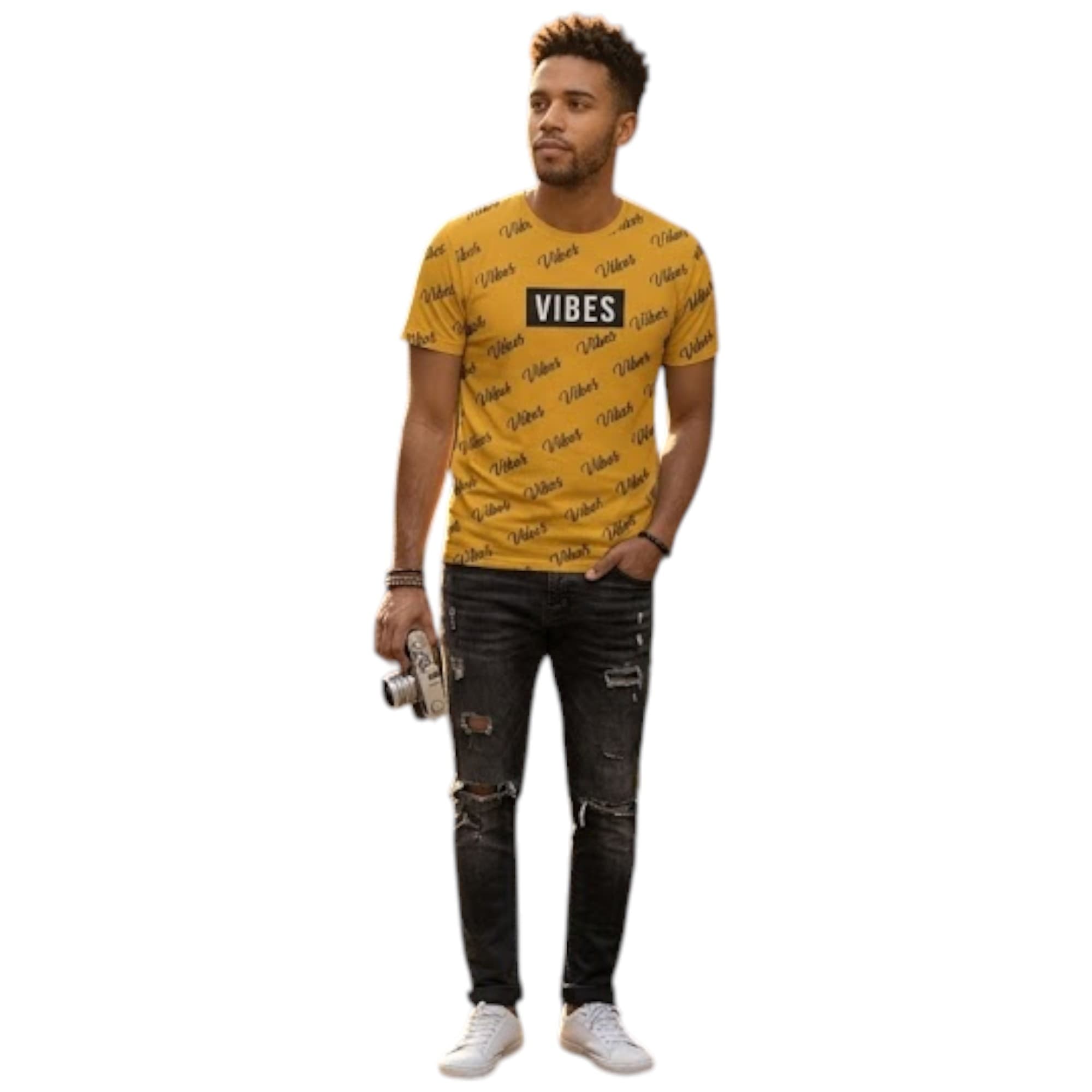 Eighty Eight yellow printed men's t-shirt front view