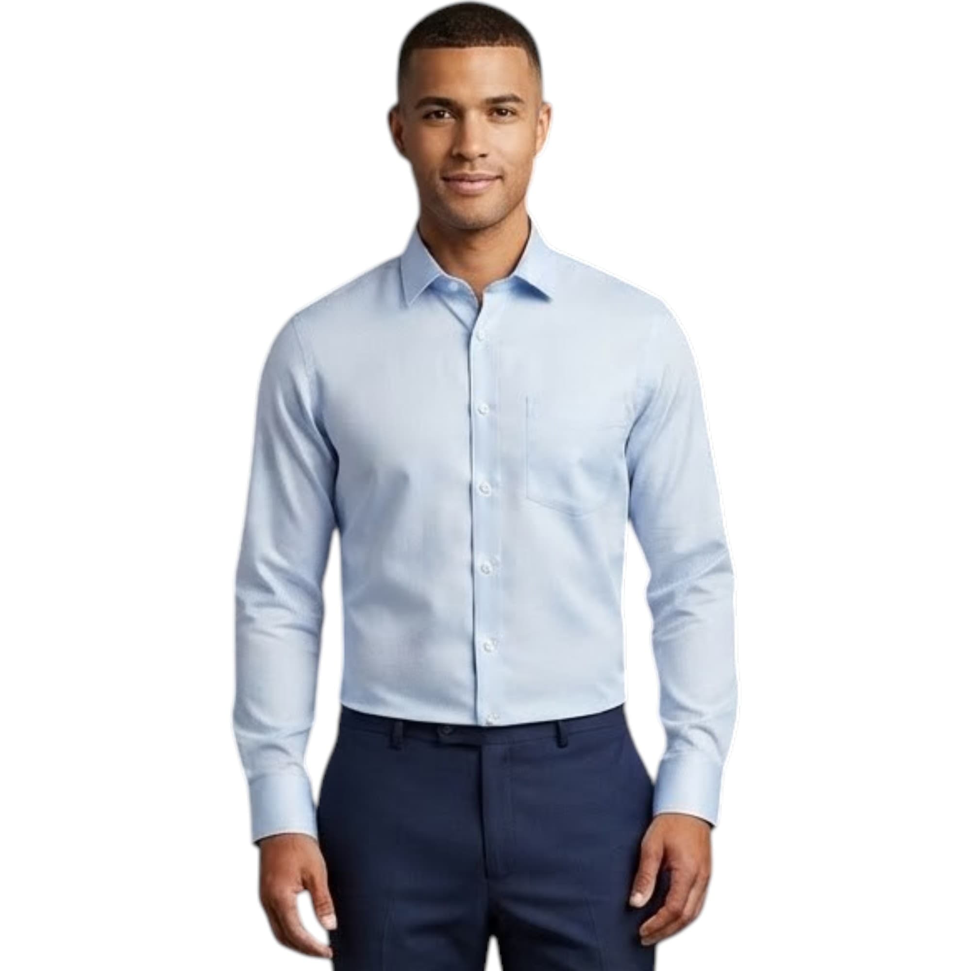 Springfield men's blue honeycomb textured formal office shirt, front view