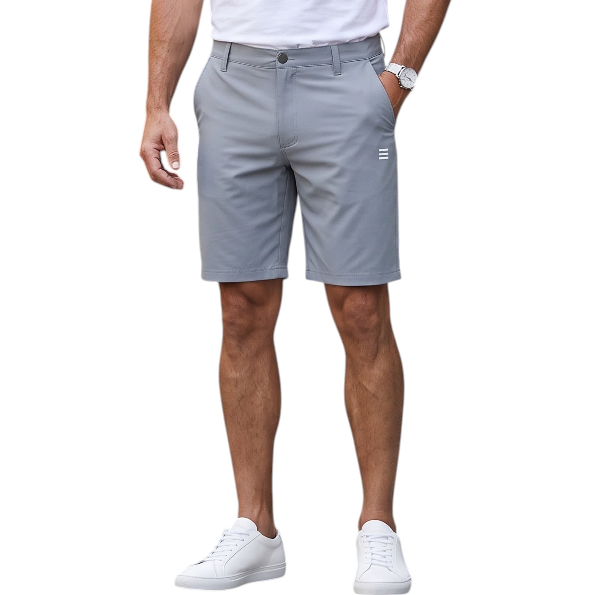 Euroclips grey hybrid men's walk shorts, front view