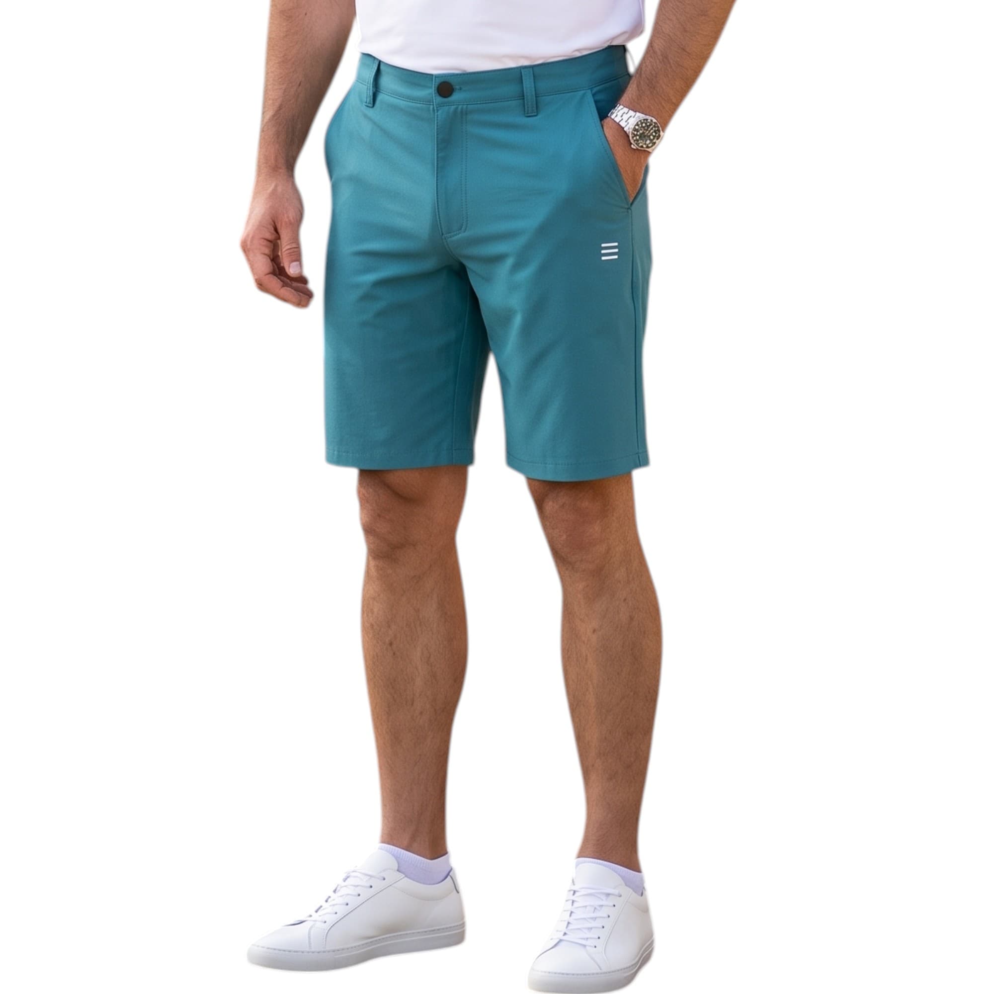 Euroclips men's teal blue hybrid walk shorts front view