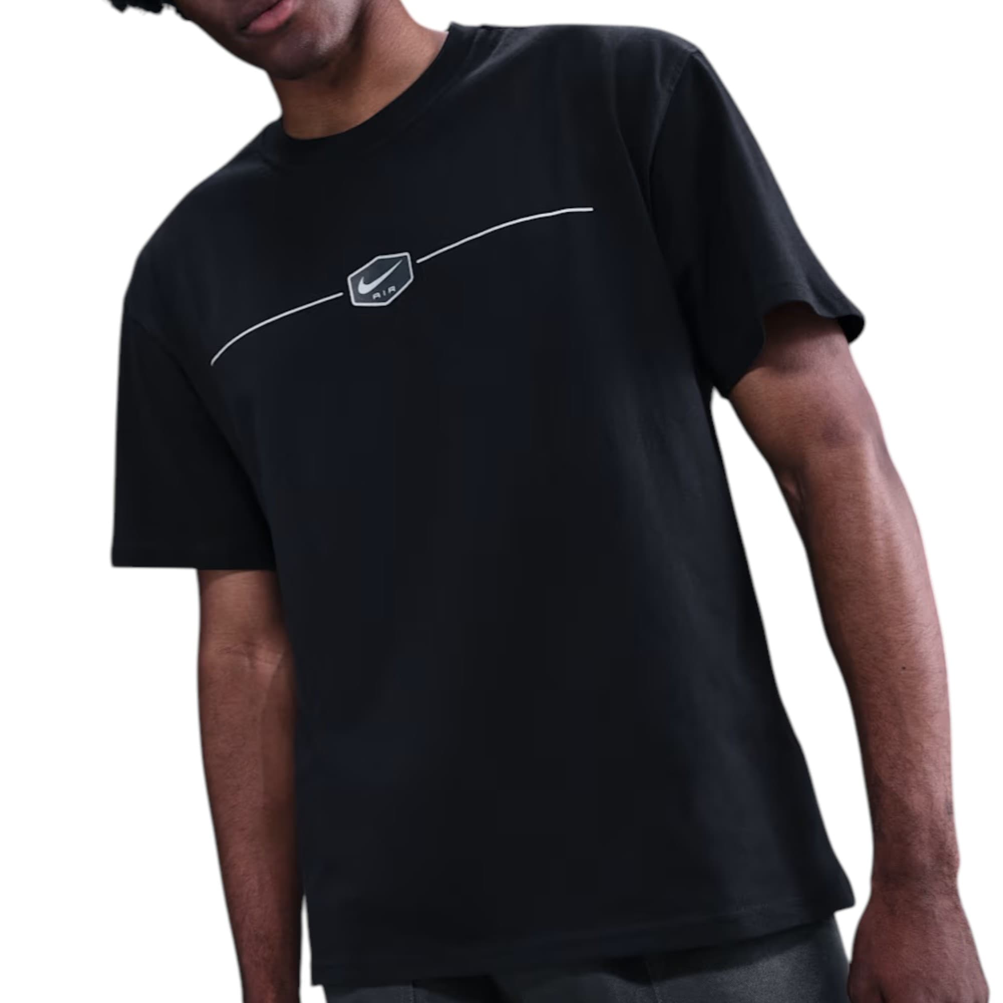 Nike Air Max90 black men's t-shirt front view with Swoosh logo