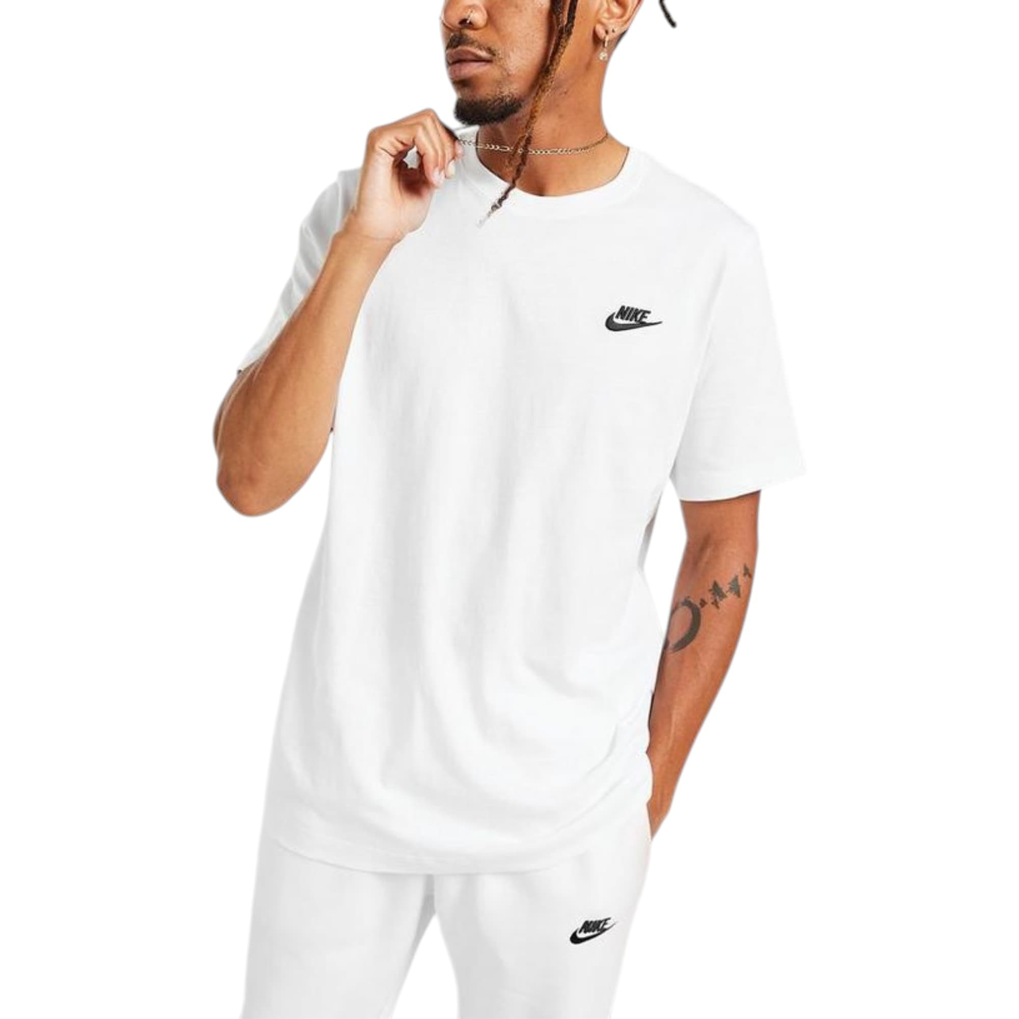 Nike Club Men's T-Shirt white front view with embroidered logo