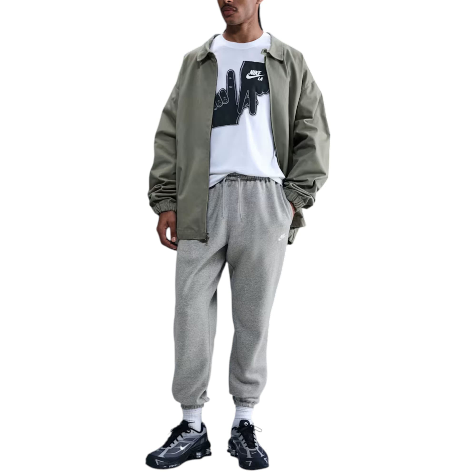 Nike Club FN3808 grey mens joggers, front view