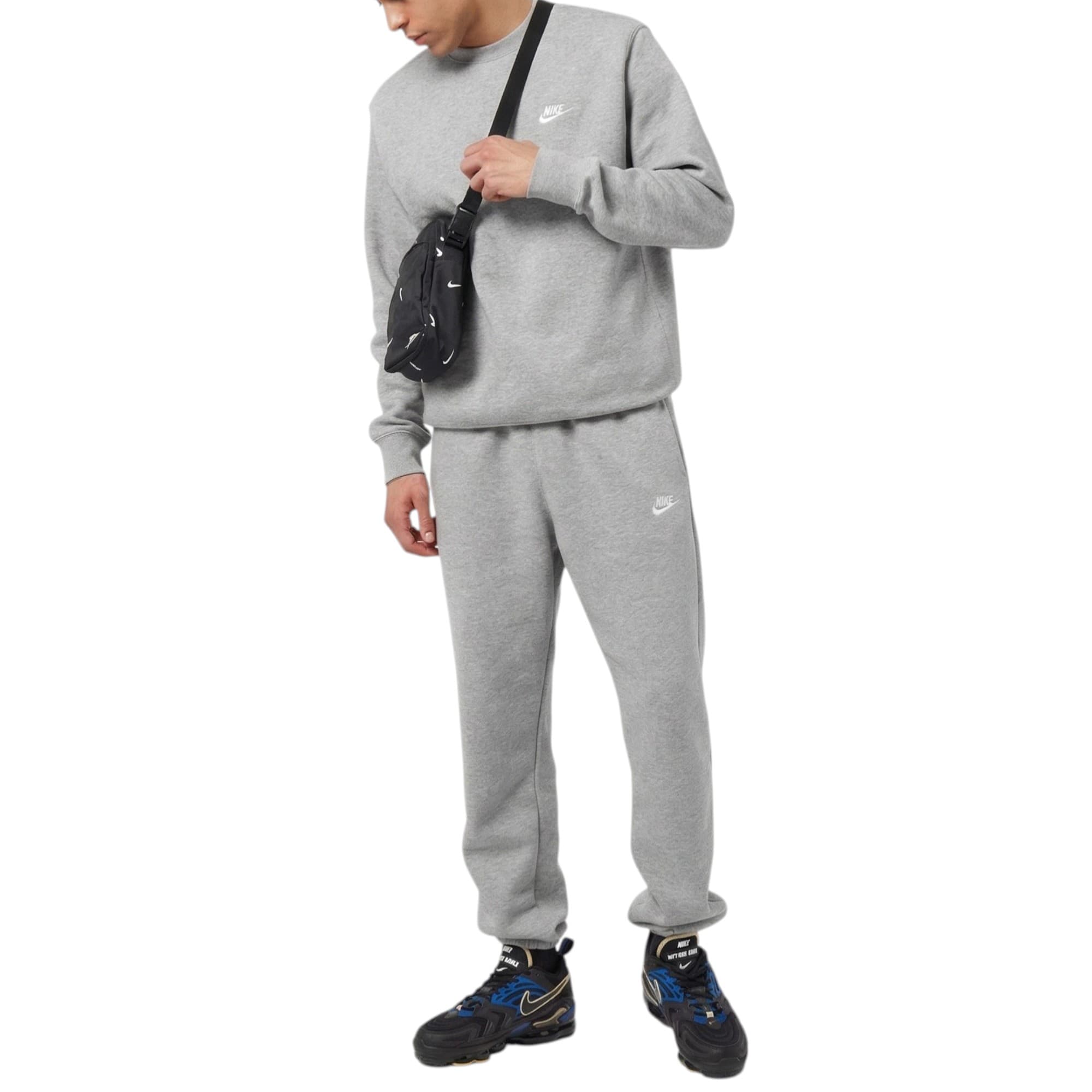 Nike Club FN3886 grey mens tracksuit, front view with embroidered Futura logo