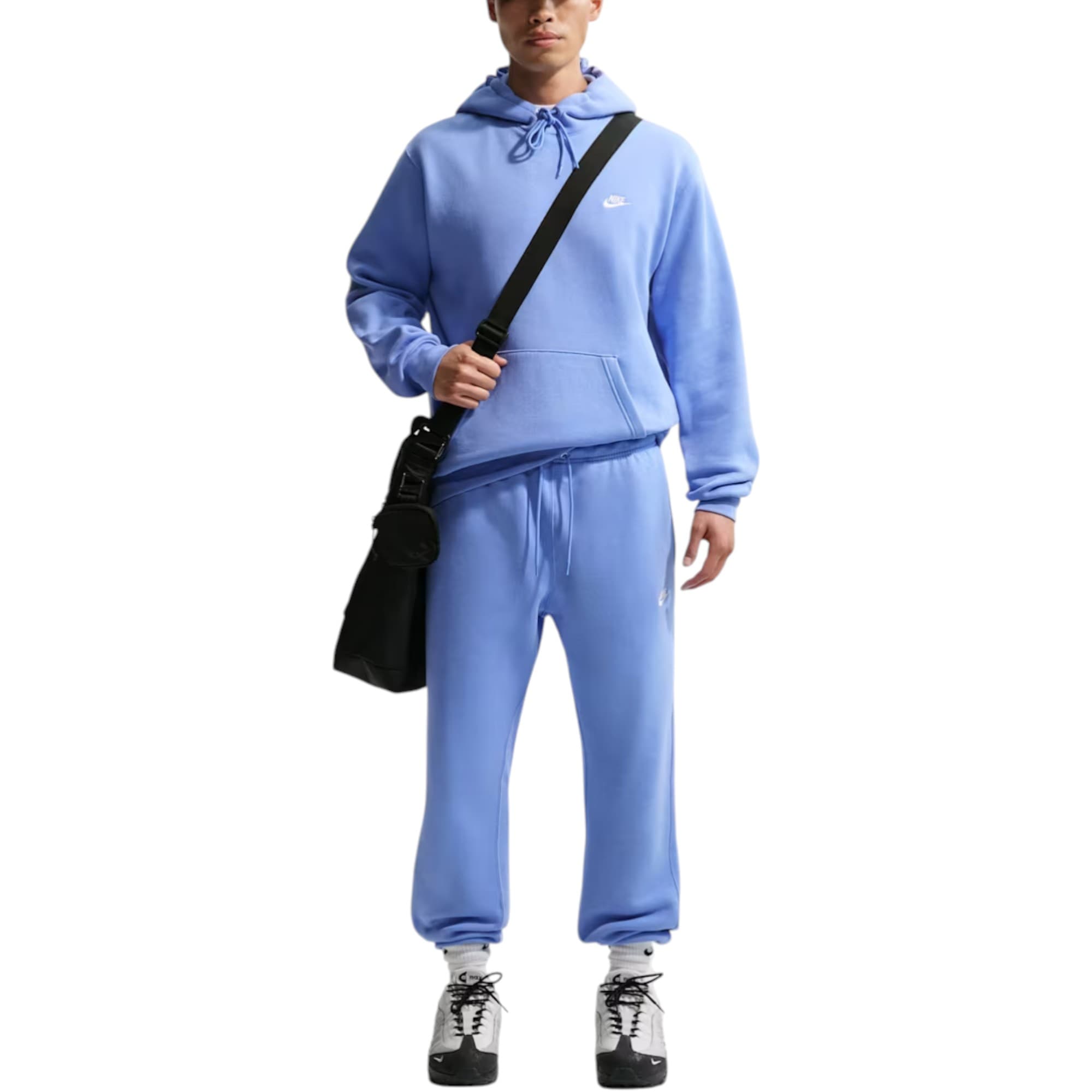 Nike Club men's dark blue tracksuit with embroidered logo, front view