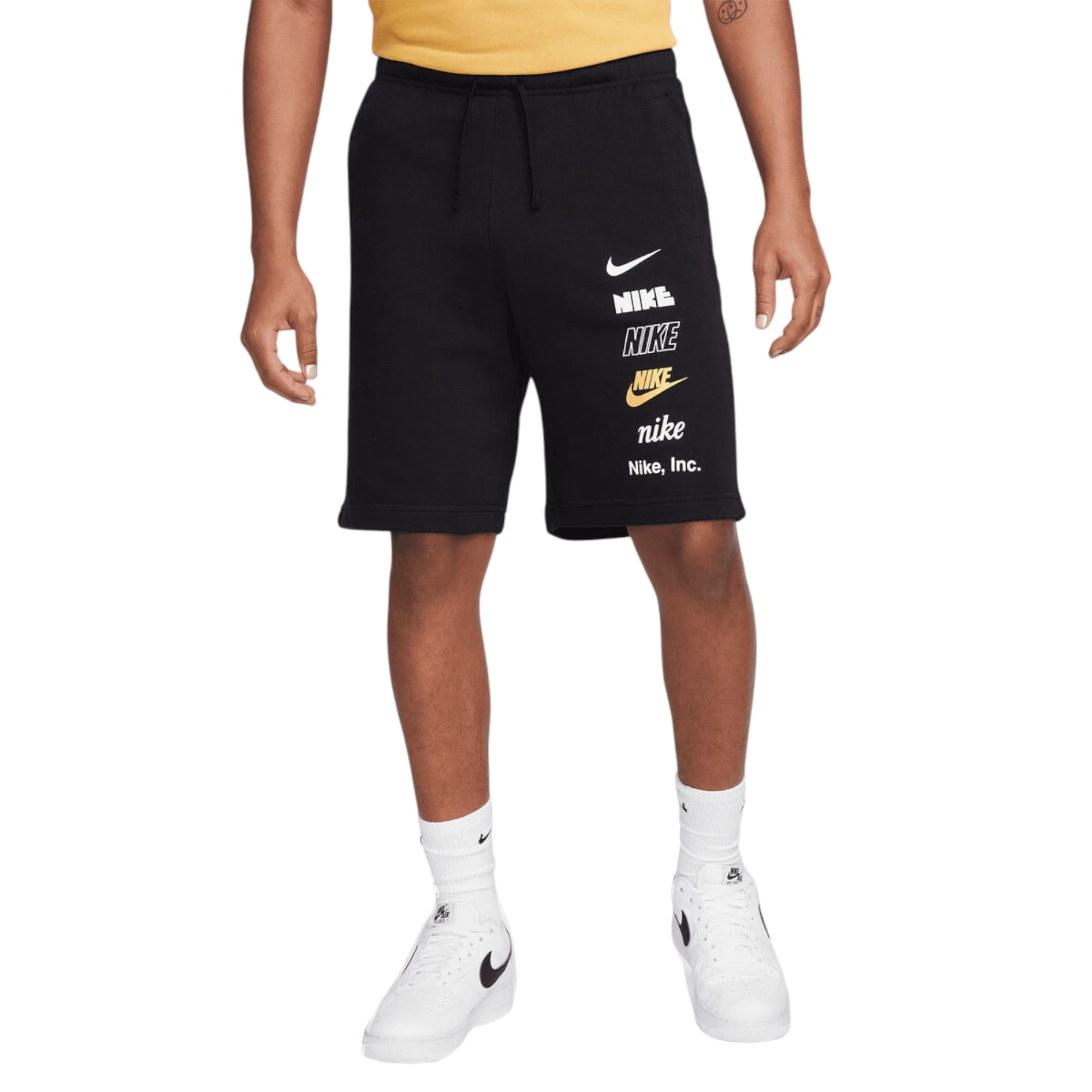 Nike Mens Sportswear Club Shorts in Black, front view with printed logo