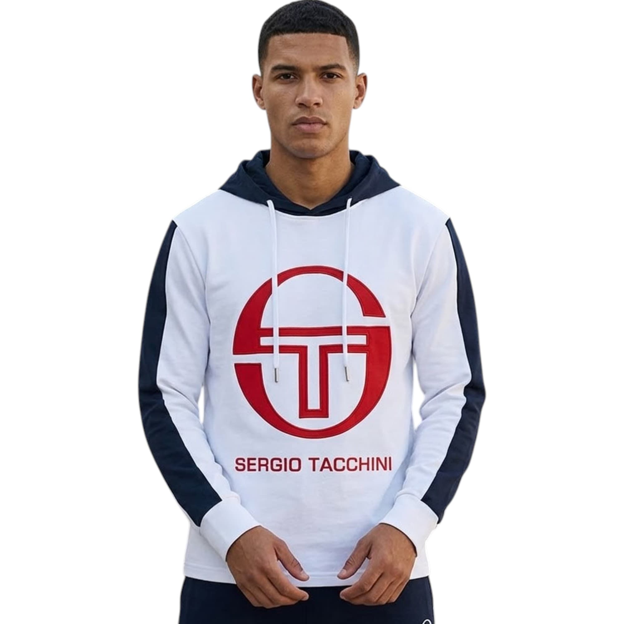 SERGIO TACCHINI white men's hoodie front view with embroidered chest logo