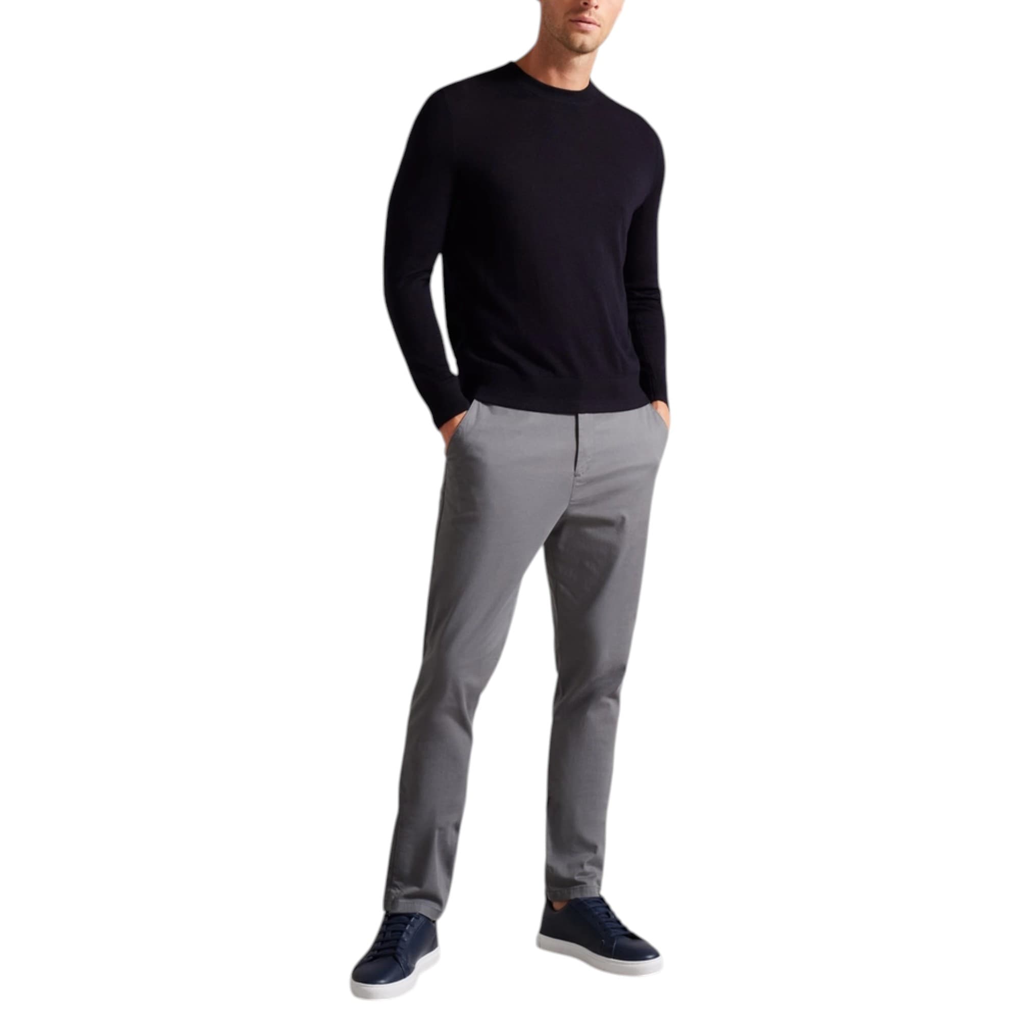 Ted Baker RYCE grey slim-fit chino trousers, front view