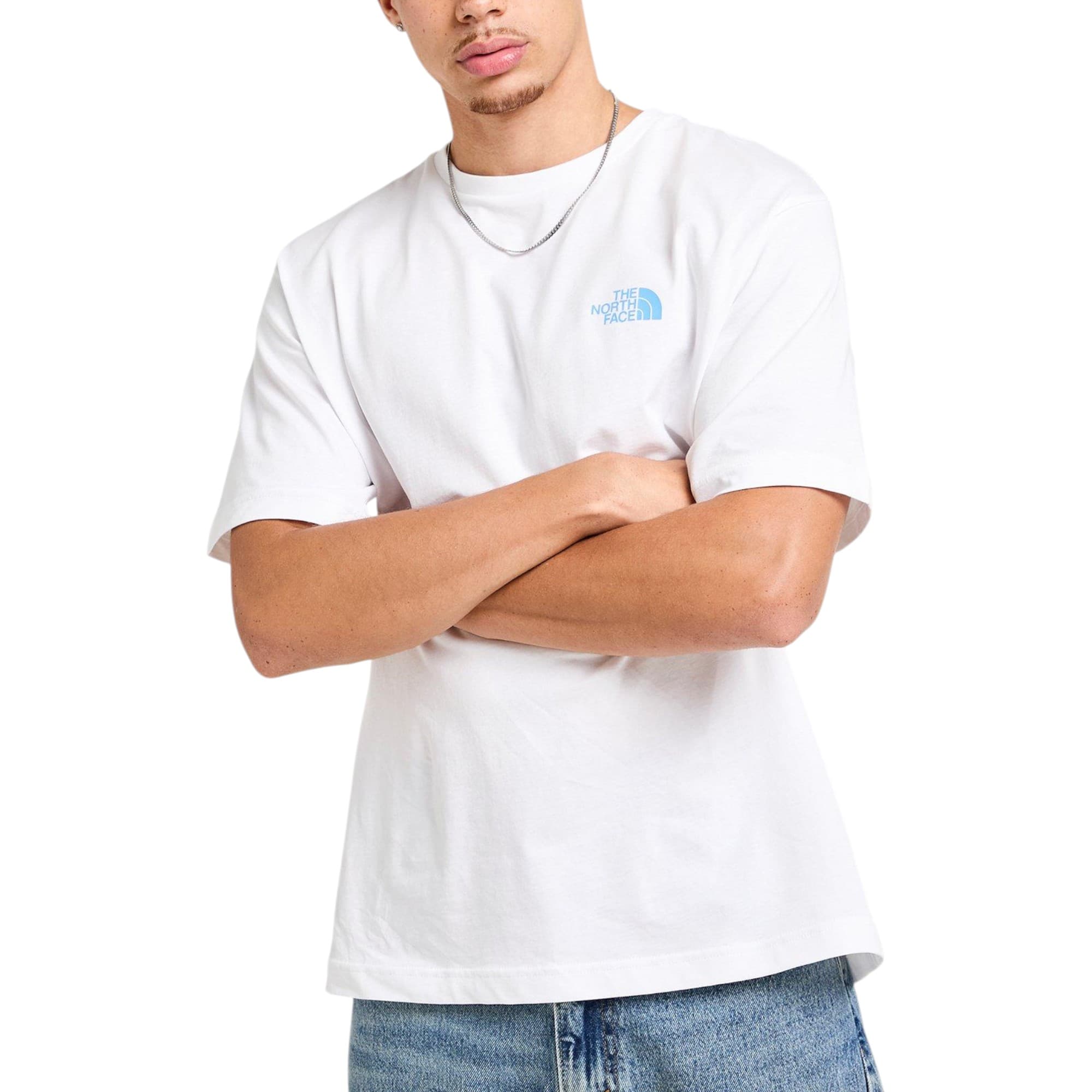 The North Face white Globe Men's T-Shirt front view with chest logo