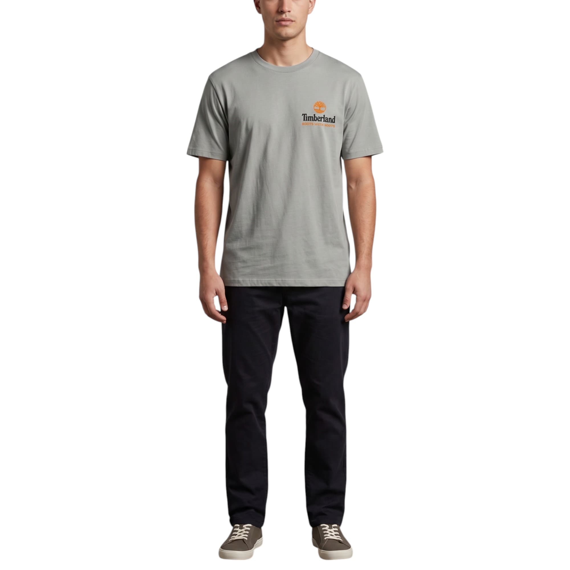 Timberland grey illustrated tree logo mens t-shirt front view