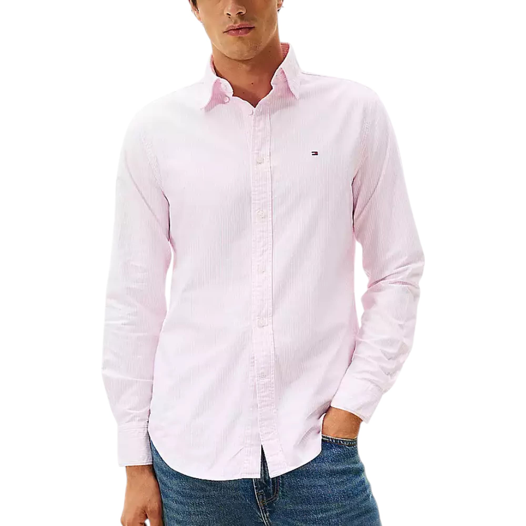 Tommy Hilfiger light pink slim fit Oxford shirt front view