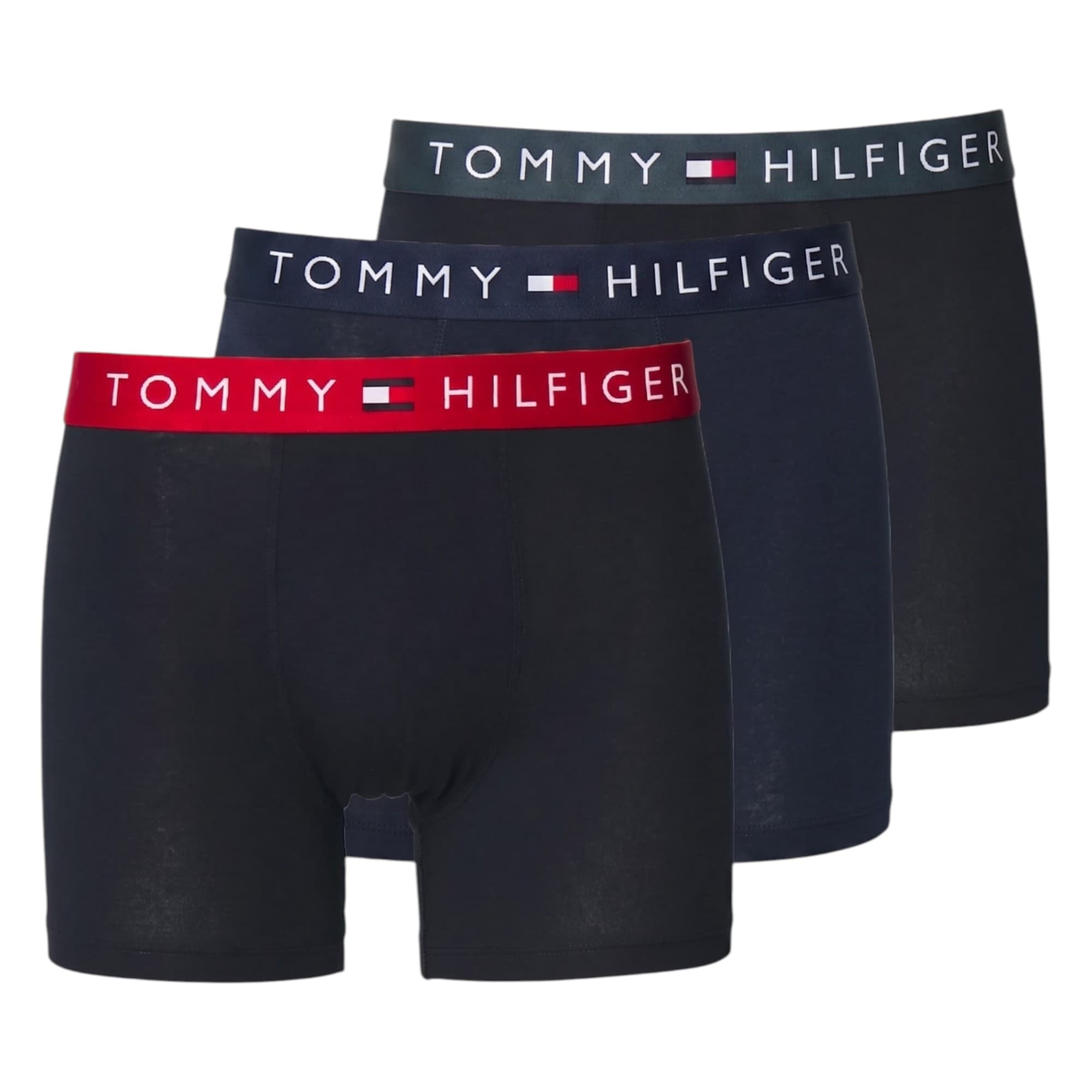 Tommy Hilfiger mens red trunks front view with logo waistband