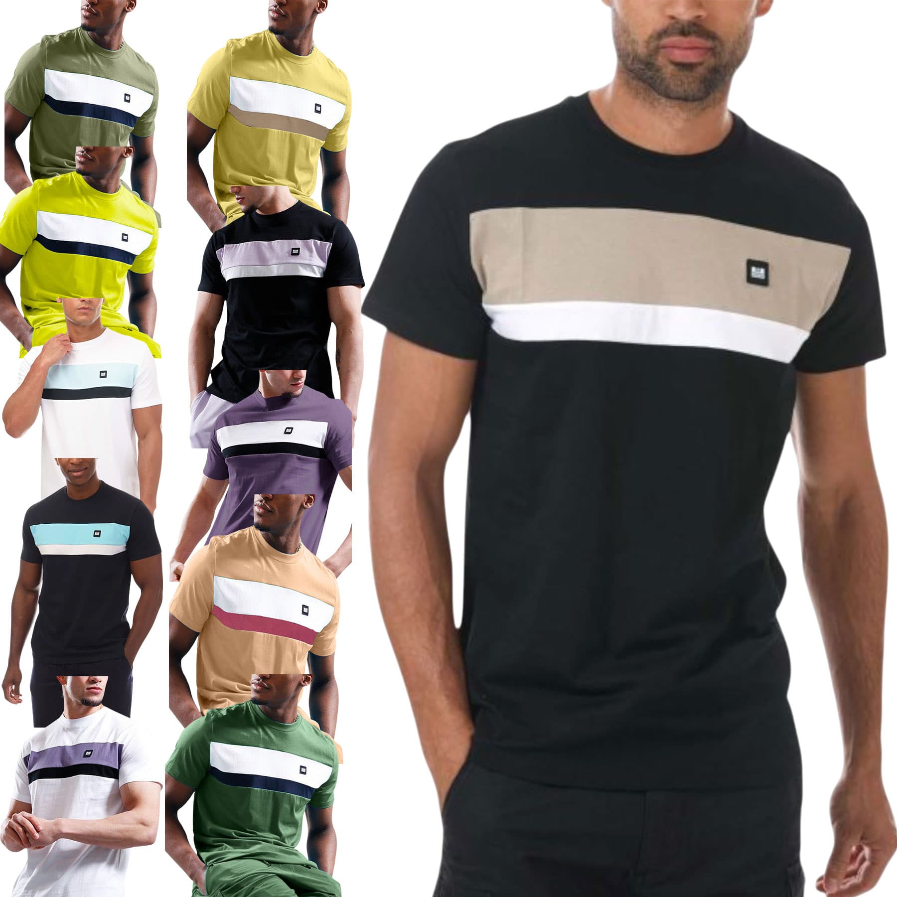 Weekend Offender Crossword men's black cotton T-shirt front view with comfort rib neck