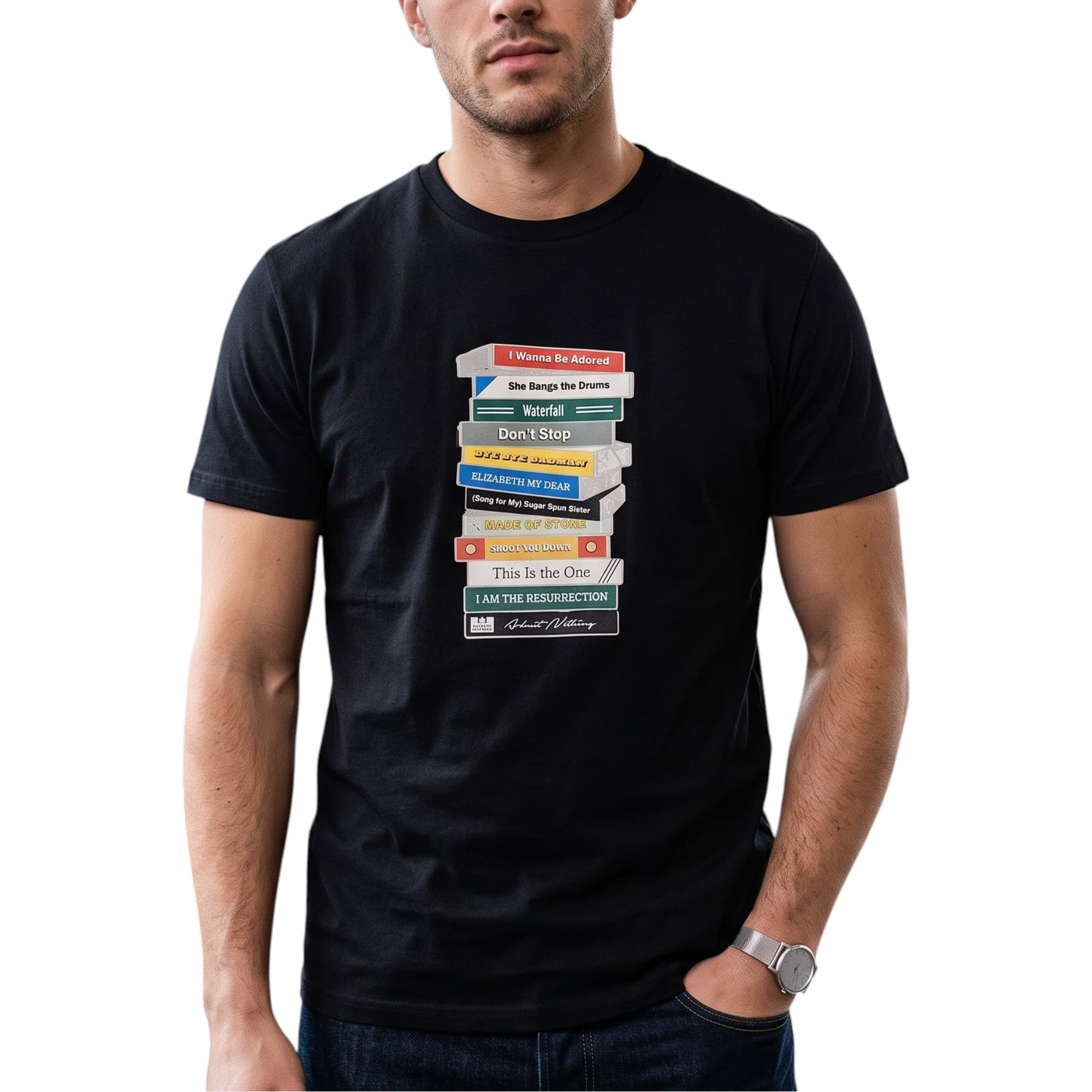 Weekend Offender Limone black graphic t-shirt front view with cassette tape design