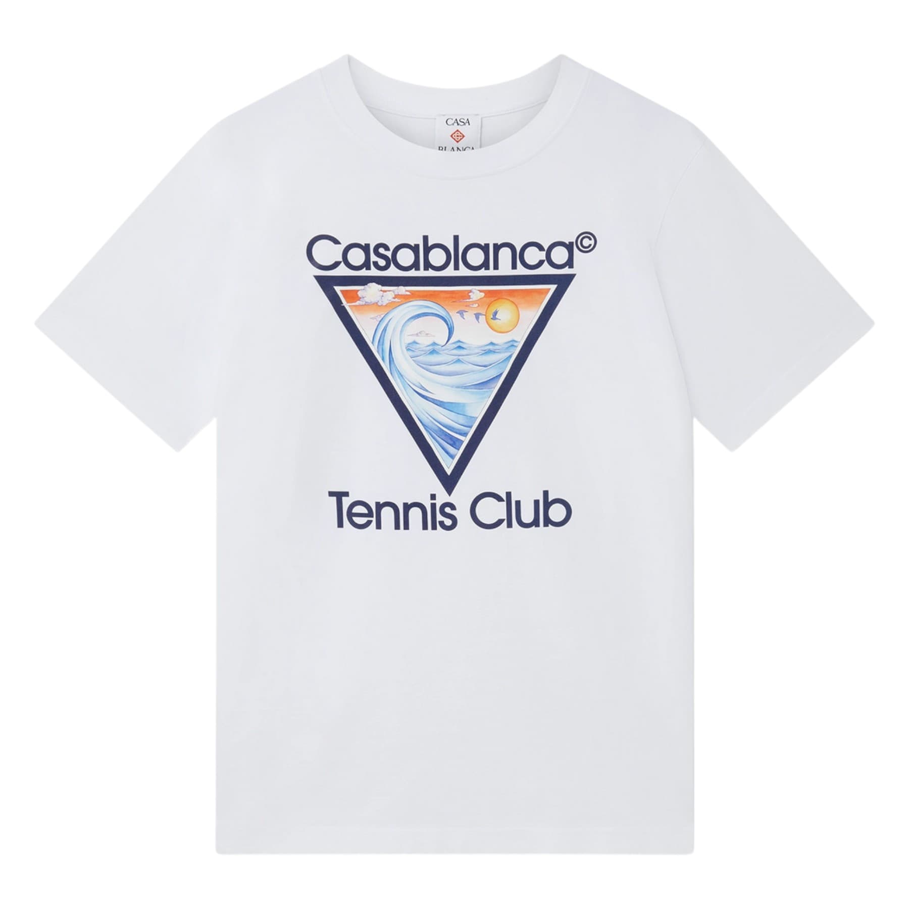 CASABLANCA Tennis Club white organic cotton t-shirt with printed graphic, front view
