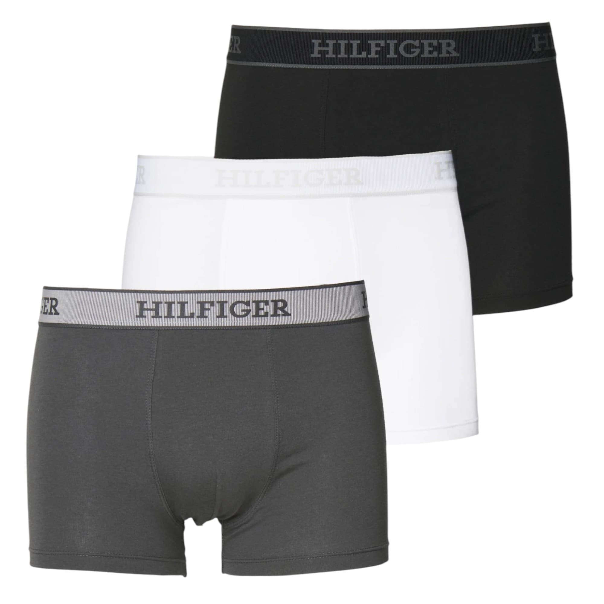 Tommy Hilfiger men's black trunk front view with logo waistband