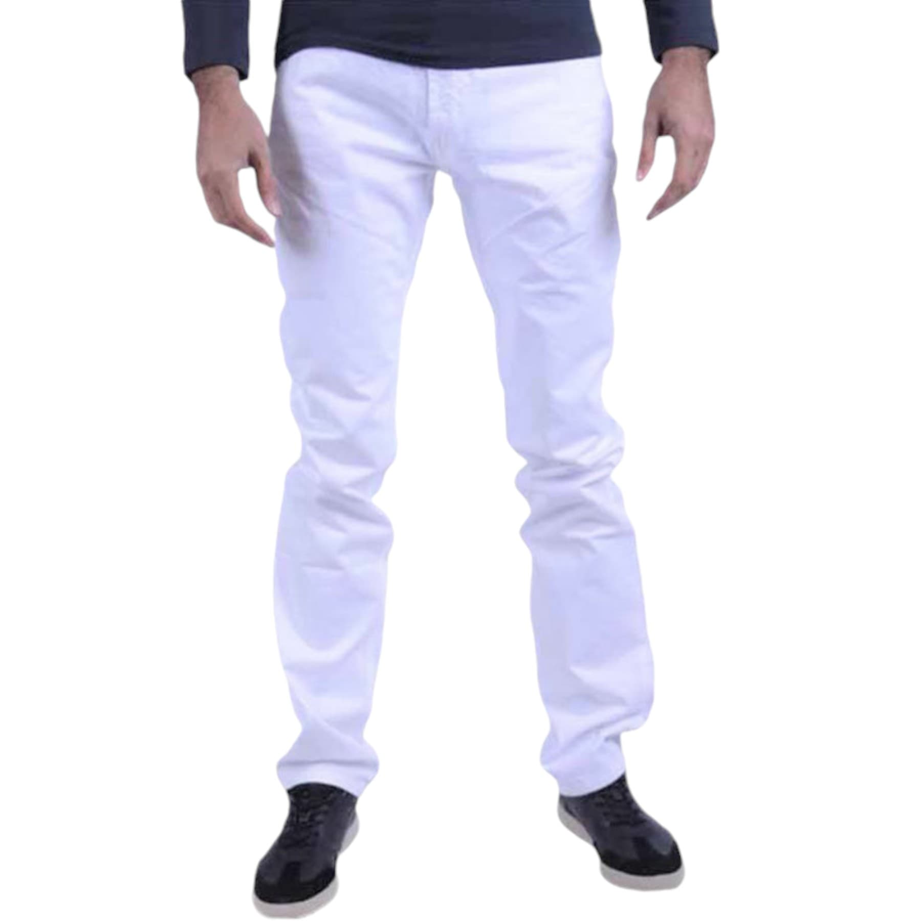 Armani Collezioni white regular fit chino trousers front view
