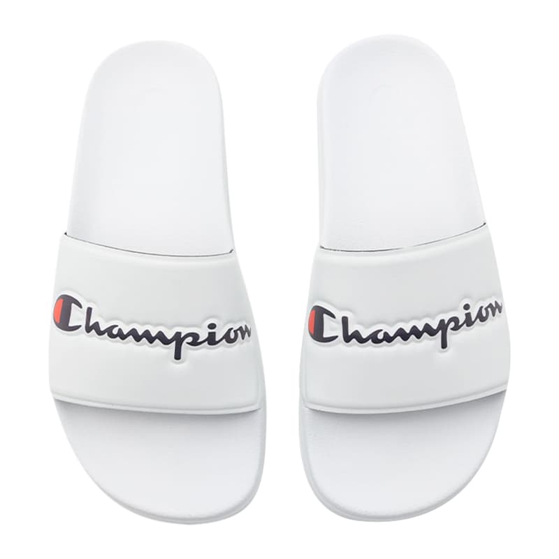 Champion Slide VARSITY white mens designer sandals front view