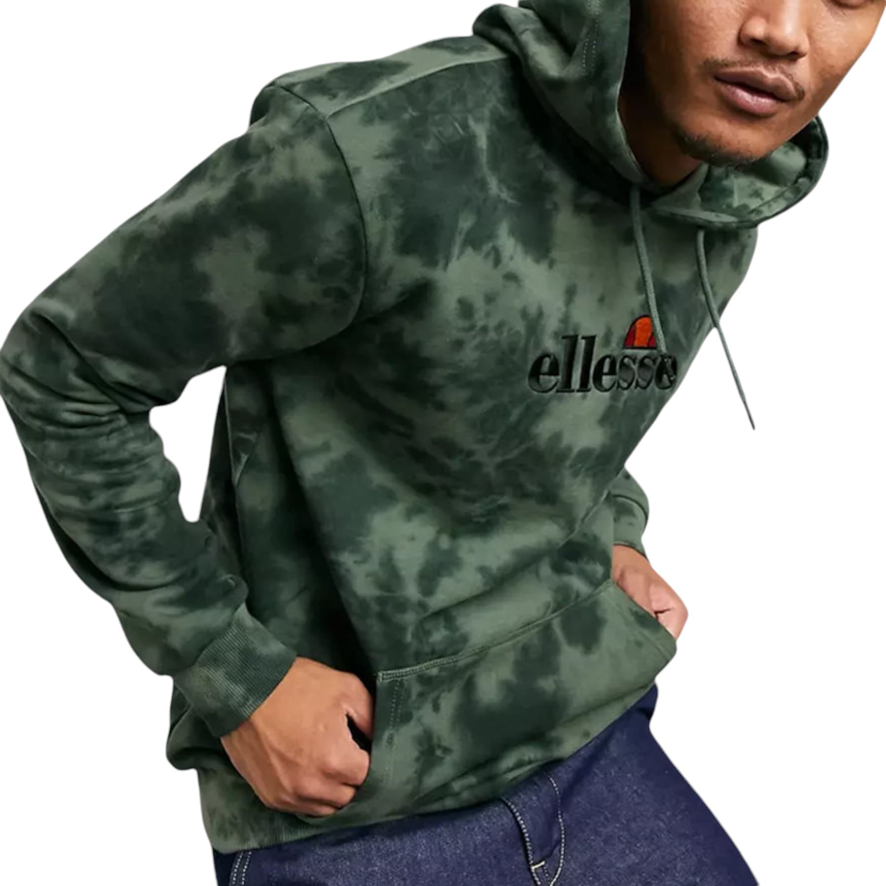 Ellesse green men's regular fit pullover hoodie front view
