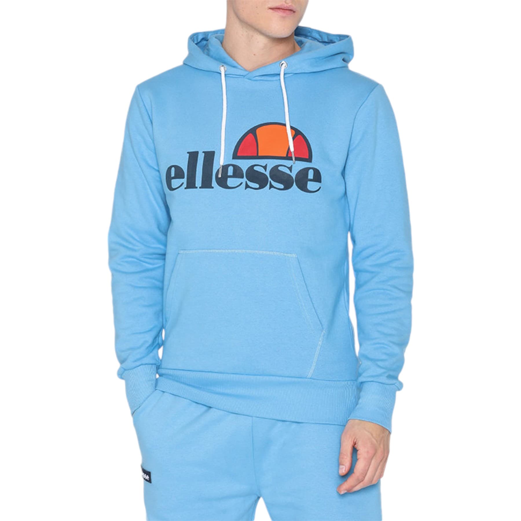 Ellesse men's sky blue regular fit pullover hoodie front view