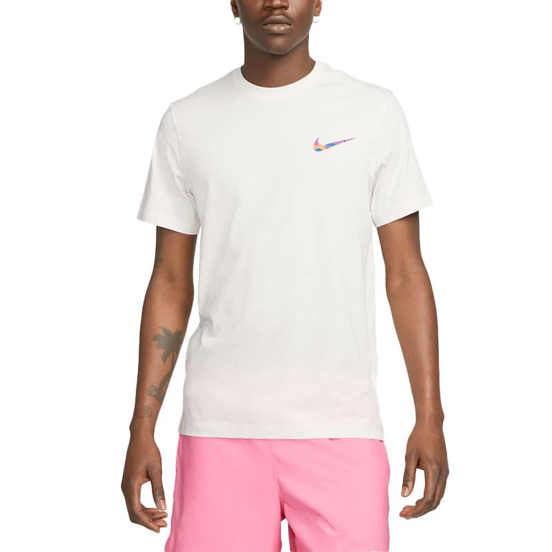 Nike Club Swoosh HDY Print white men's t-shirt front view with logo