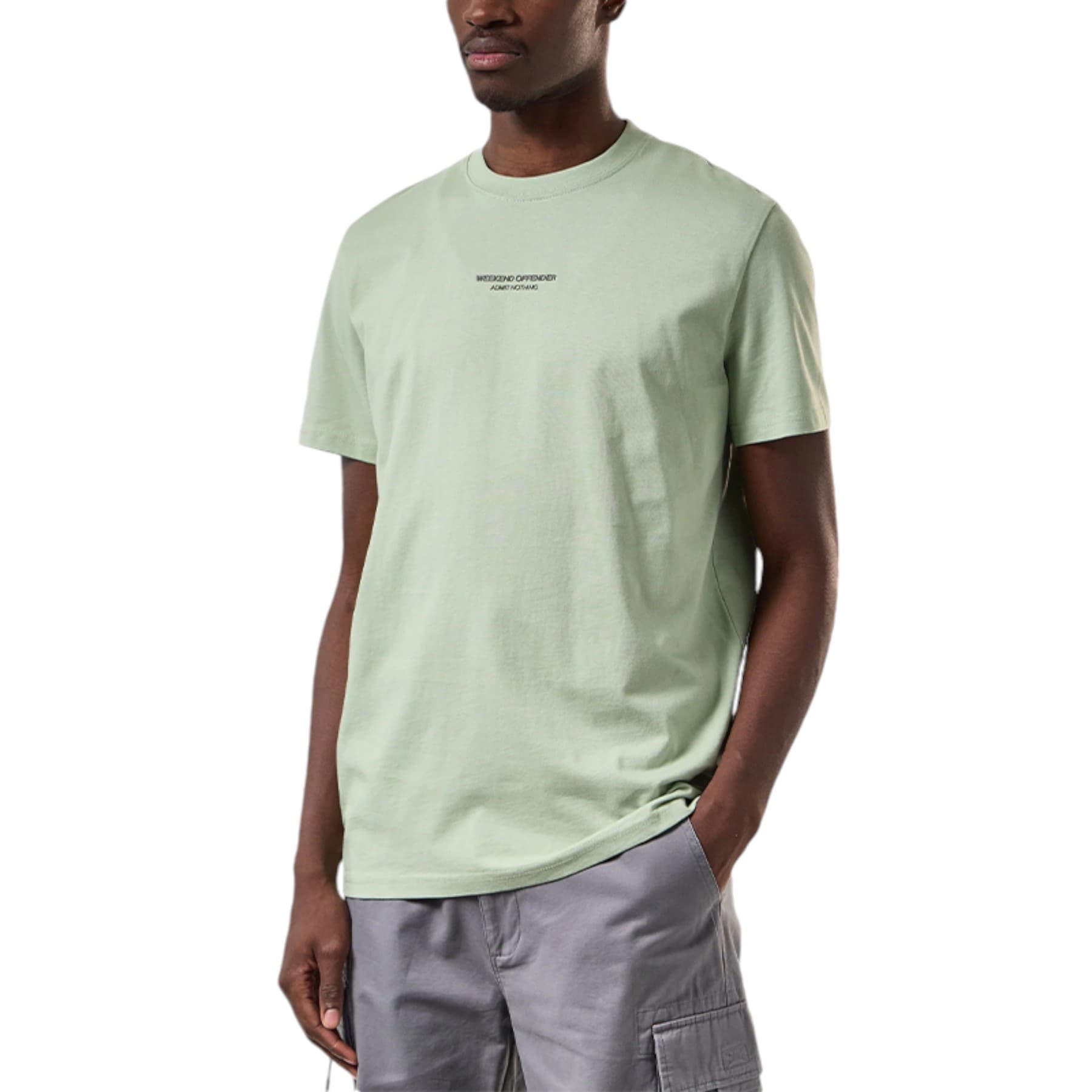 Weekend Offender Millergrove men's t-shirt in light green, front view
