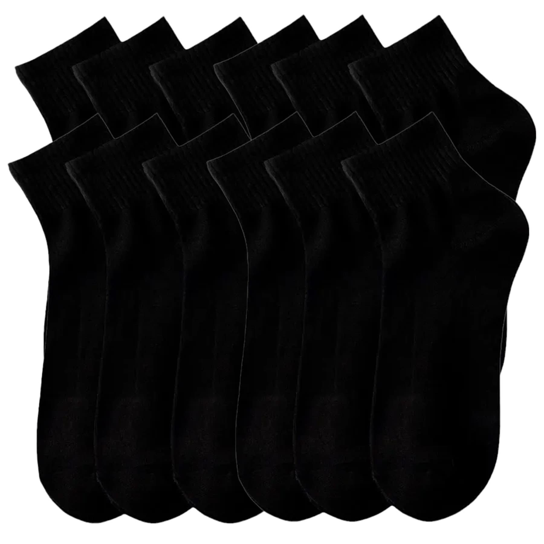 Bottom Up black ankle socks front view, 12-pack
