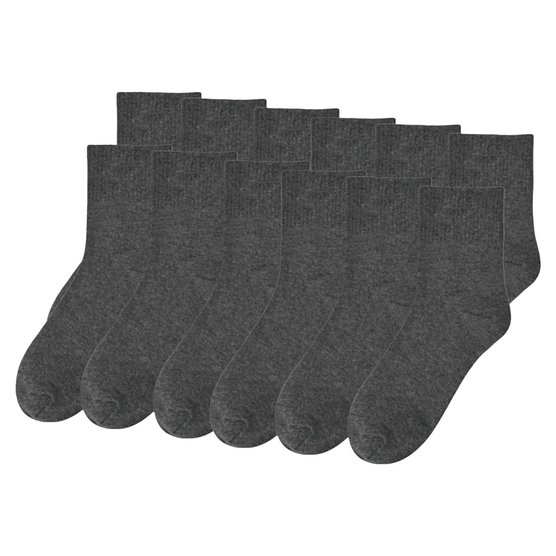 Bottom Up dark grey men's ankle socks front view, 12-pack