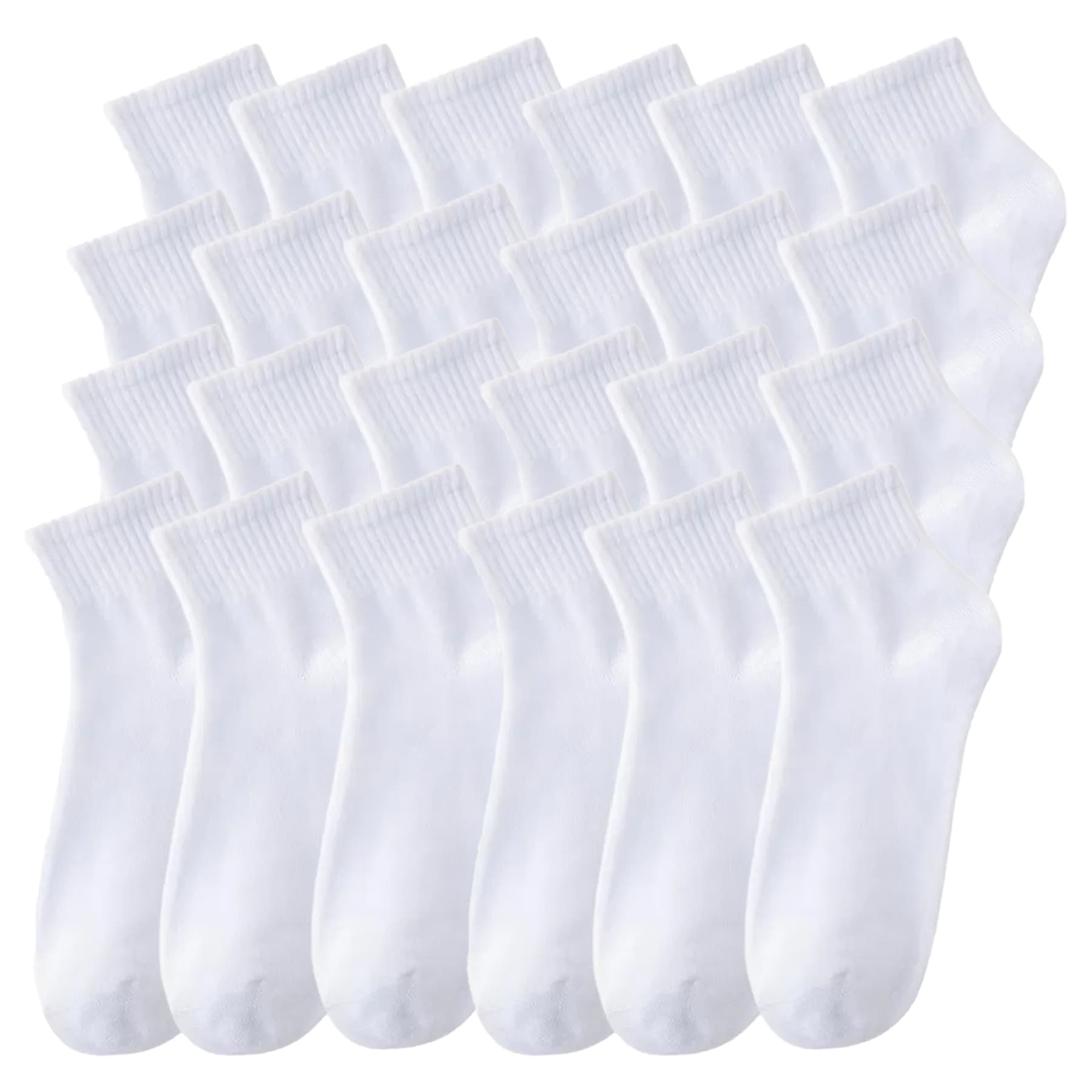 Bottom Up white cotton ankle socks 24 pack front view