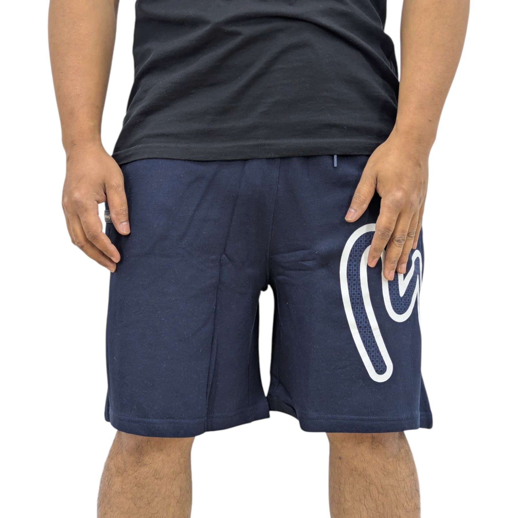 Money Clothing mens navy shorts with front graphic print and Ape logo