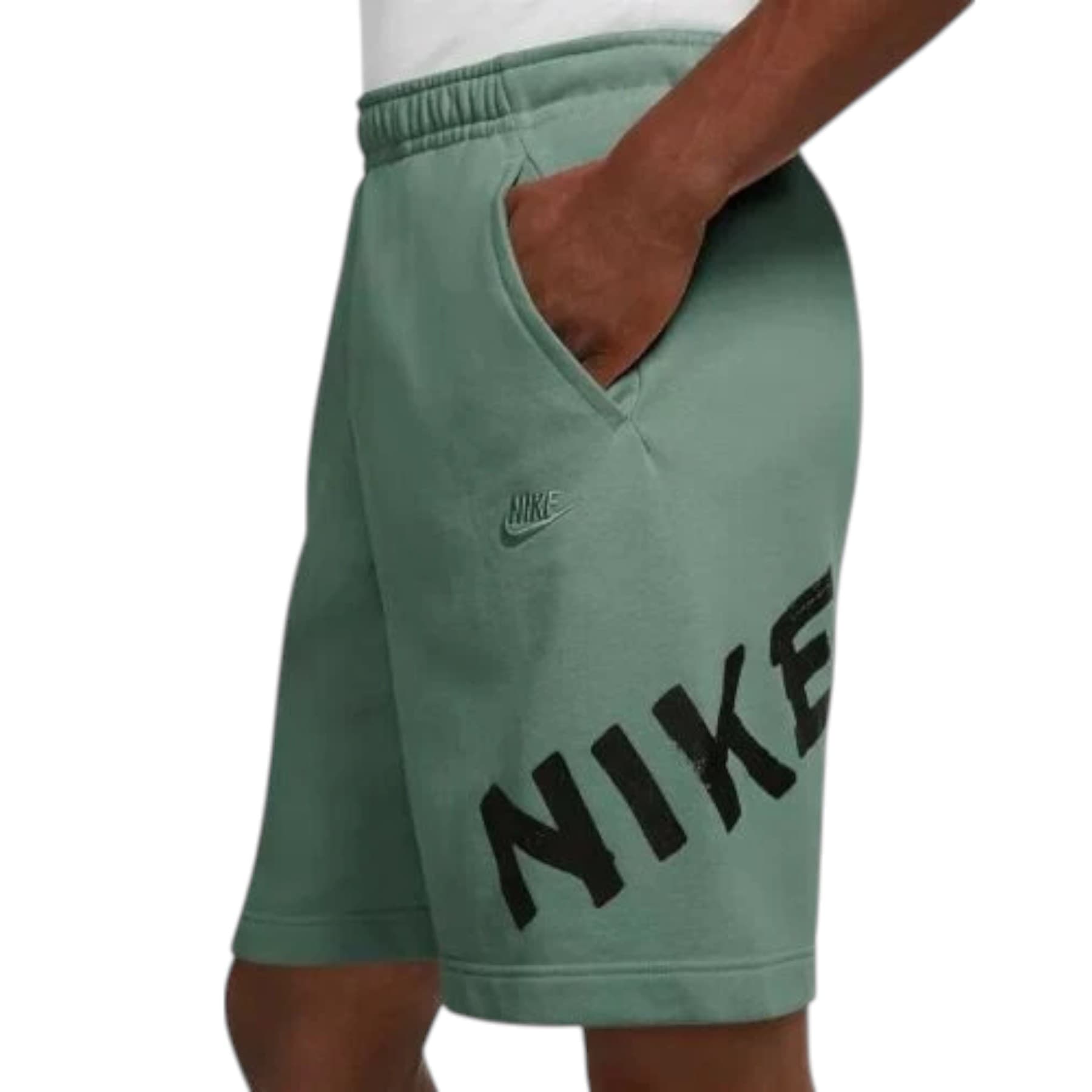 Nike men's green Club French Terry shorts front view