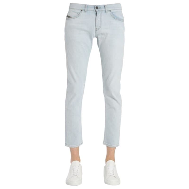 Diesel BG8G8 men's denim jeans front view, light blue cotton, regular slim fit