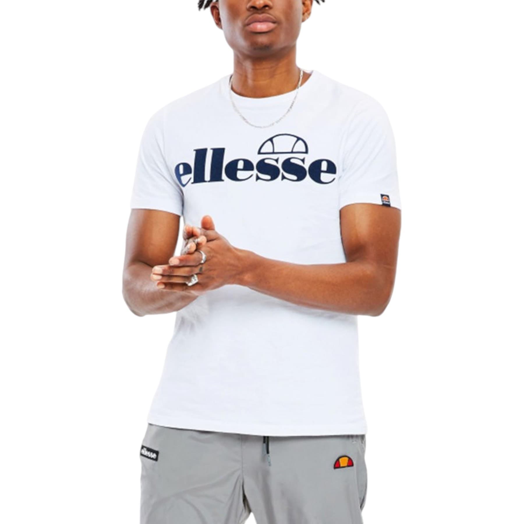 Ellesse Herens white men's t-shirt front view with crew neck and Ellesse print