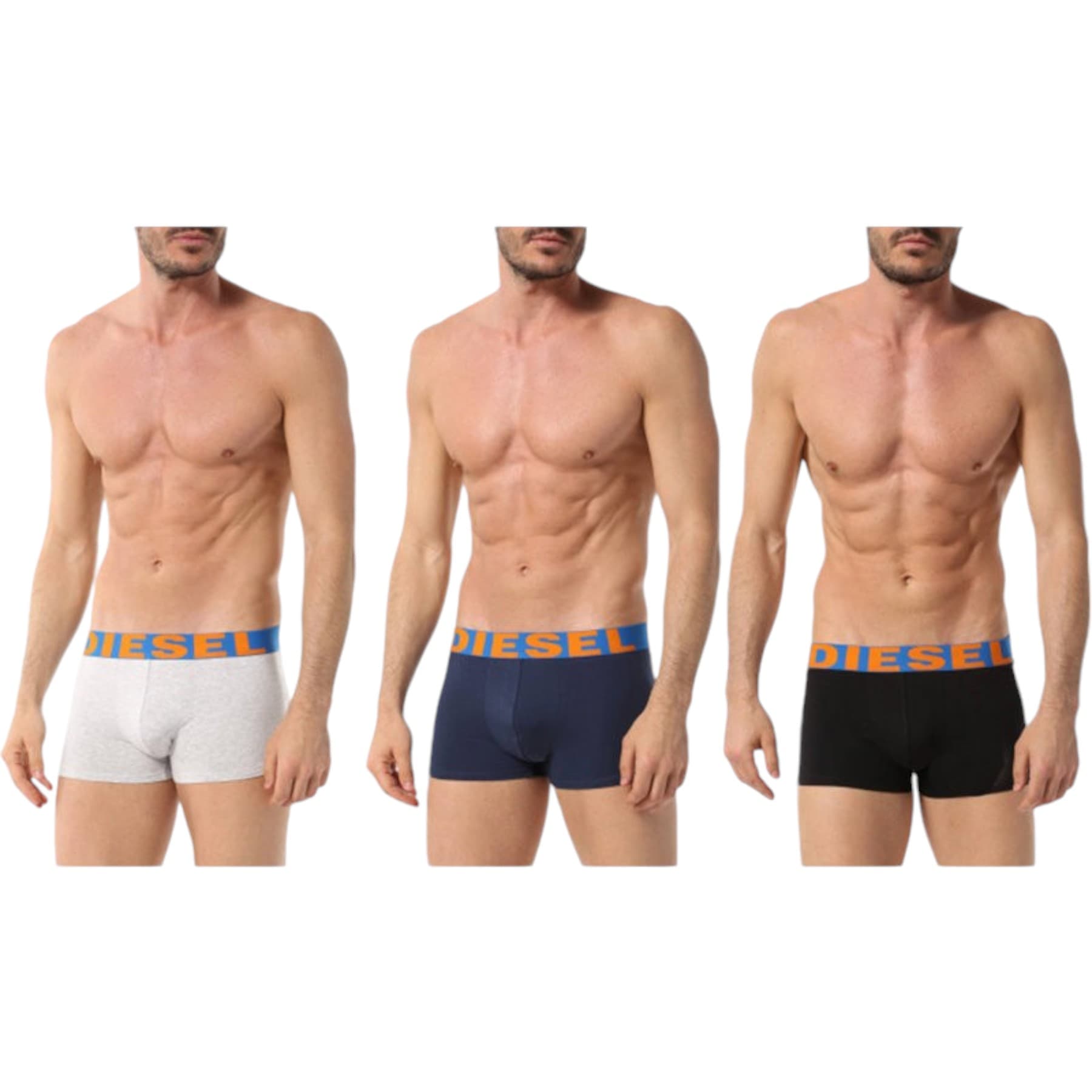 Diesel UMBX Shawn white boxer shorts front view with logo waistband