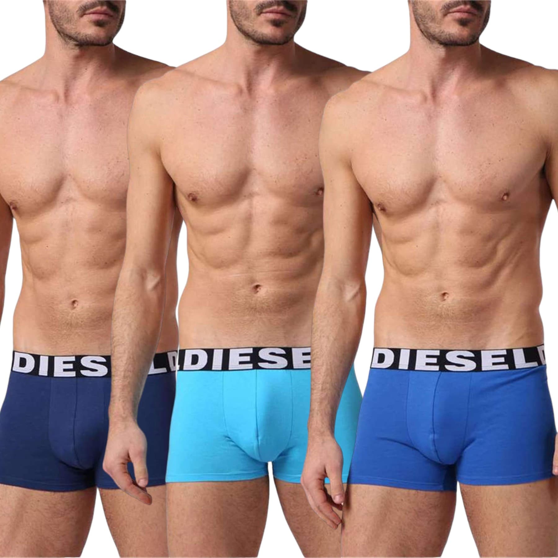 Diesel Shawnthreepack white mens trunks front view