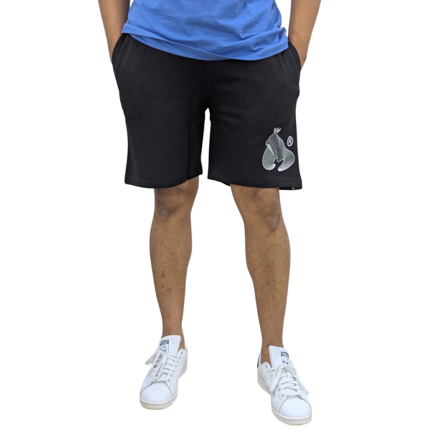 Money Clothing black cotton mens shorts front view