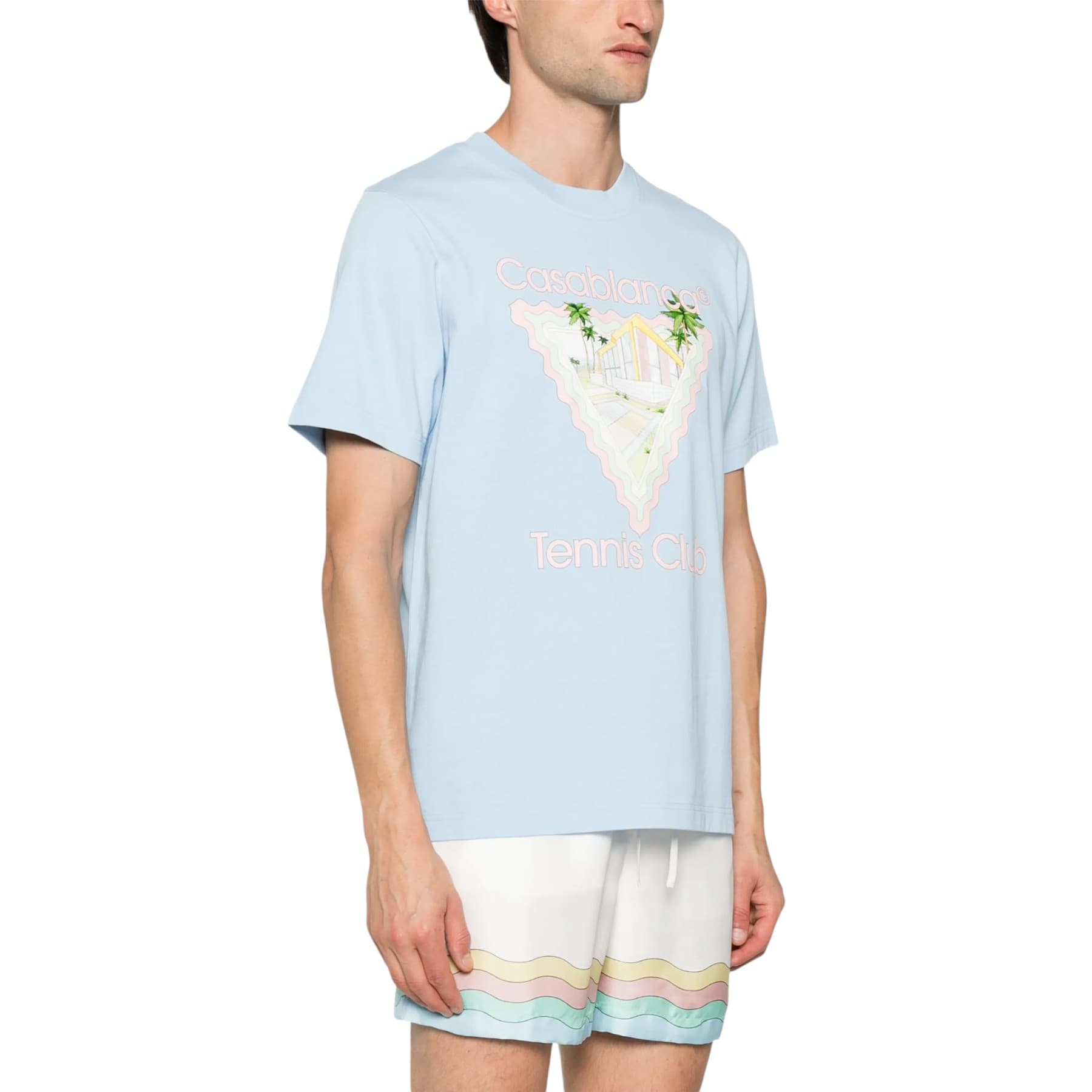 Casablanca Maison de Rêve printed men's t-shirt in pale blue, front view