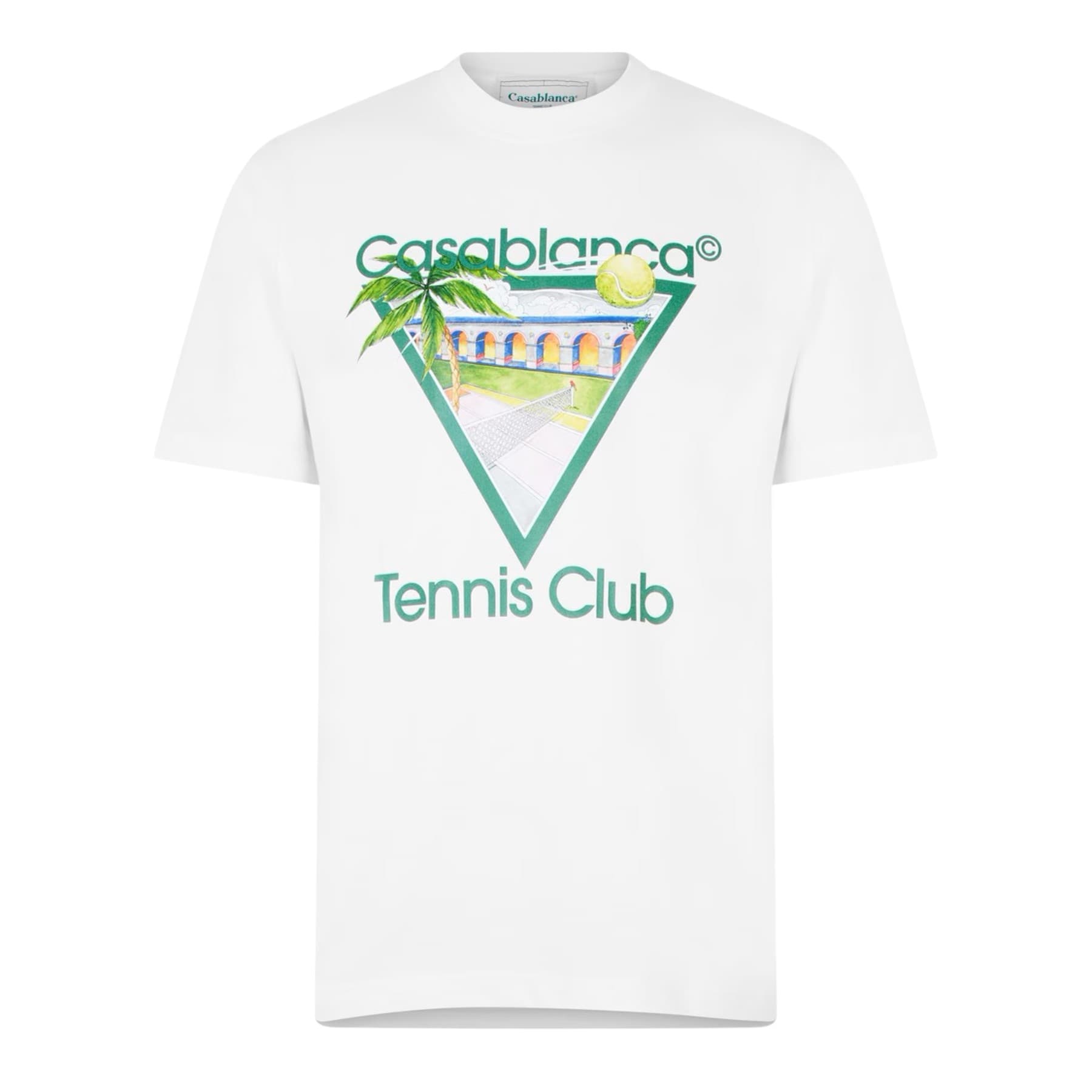 Casablanca Tennis Club mens white t-shirt with front graphic
