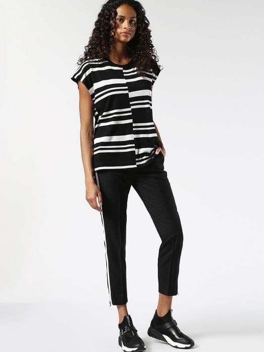 Diesel P Theas black chino trousers with contrast side stripes, front view