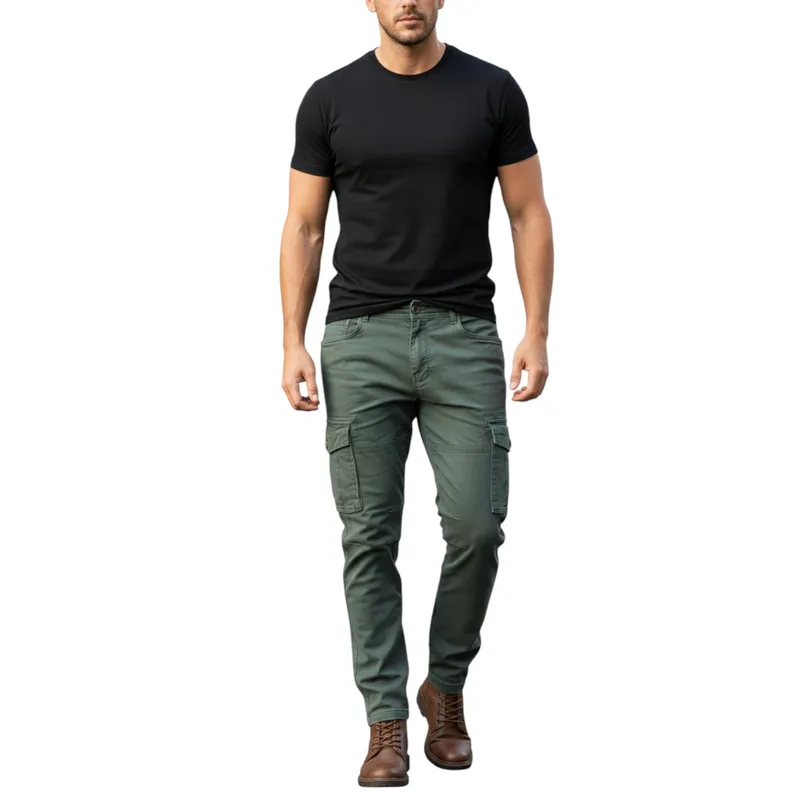 mens cargo trousers regular fit...