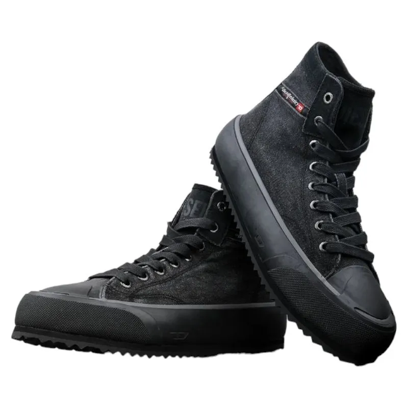 Diesel S principia mid H1645 Mens Canvas Shoes High Top Black Top Brand Outlet UK