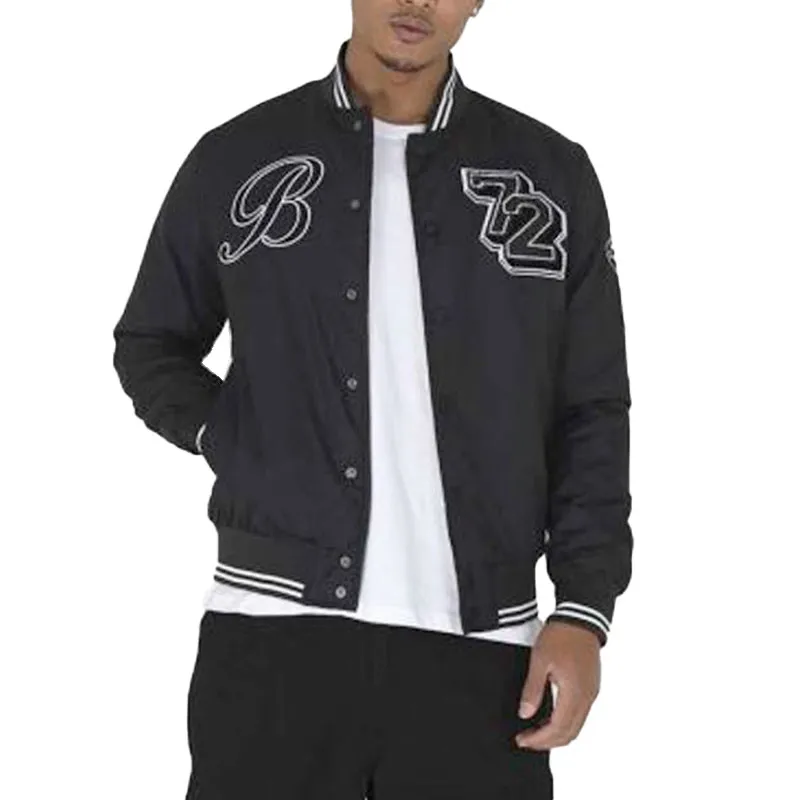 Brave Soul Brody Mens Bomber Jackets Baseball Varsity Top Black Top Brand Outlet UK