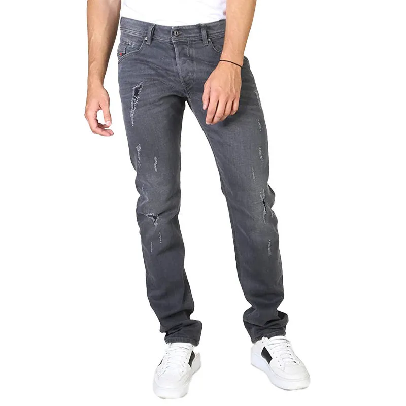 Diesel Belther R R95x8 Mens Denim Jeans Distressed Stretch Regular Slim Grey Top Brand Outlet UK